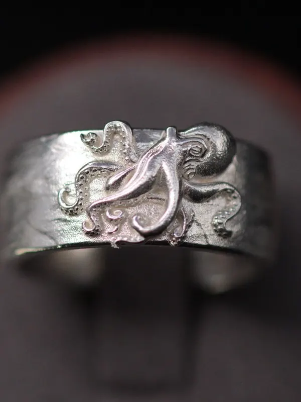 Bague Poulpe — Argent · poulpe en relief