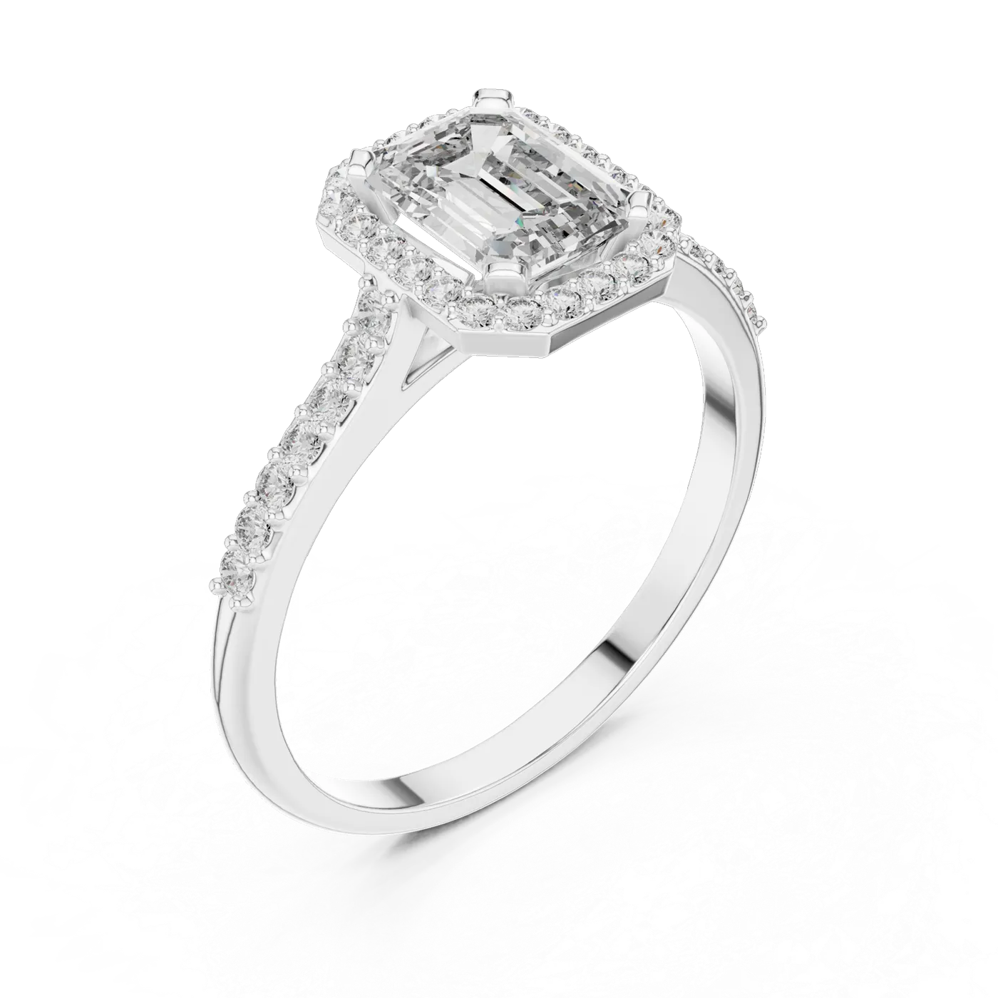 Bague de fiançailles Iris 0,68 ct en or blanc 18 carats, diamant taille émeraude, vue 2