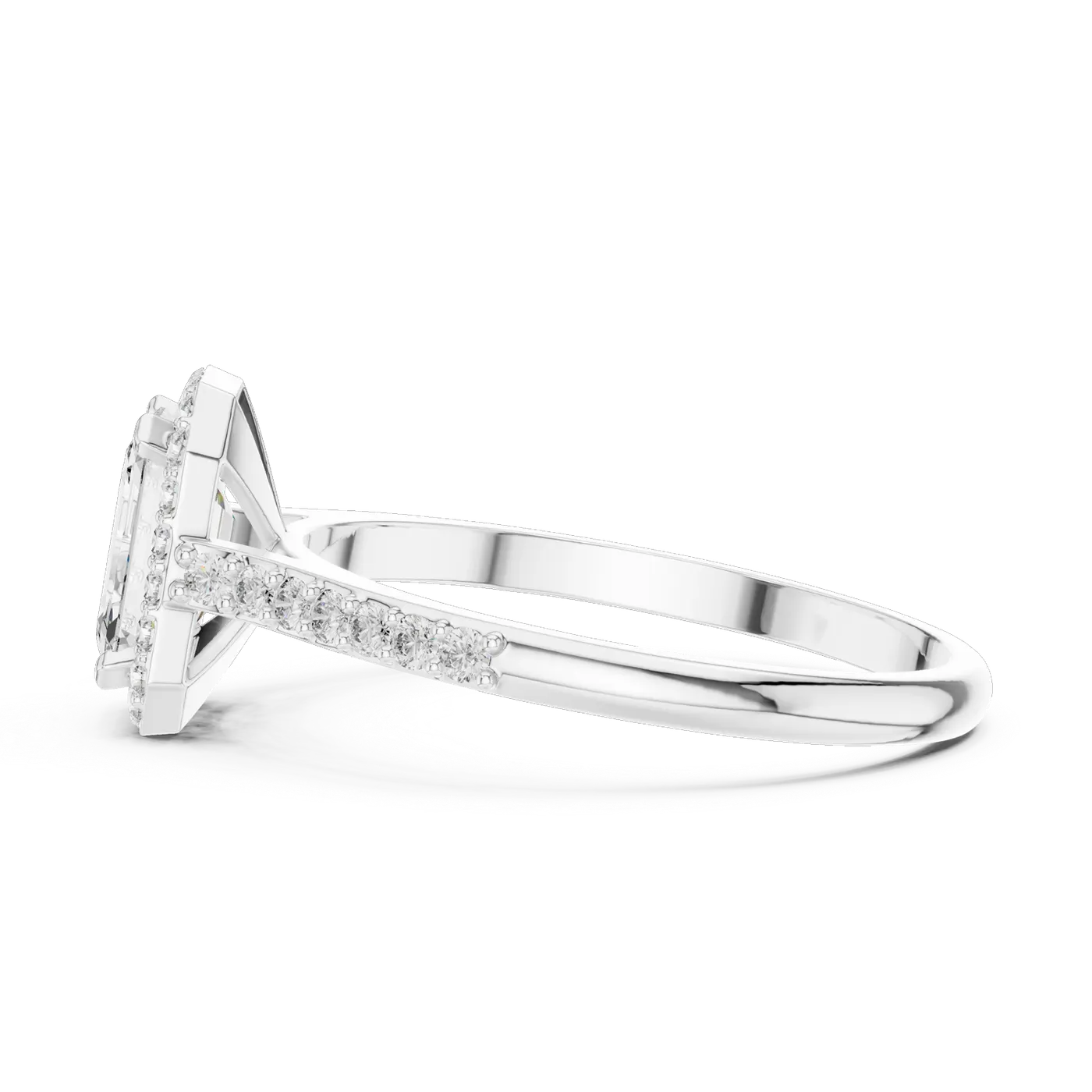 Bague de fiançailles Iris 0,68 ct en or blanc 18 carats, diamant taille émeraude, vue 3