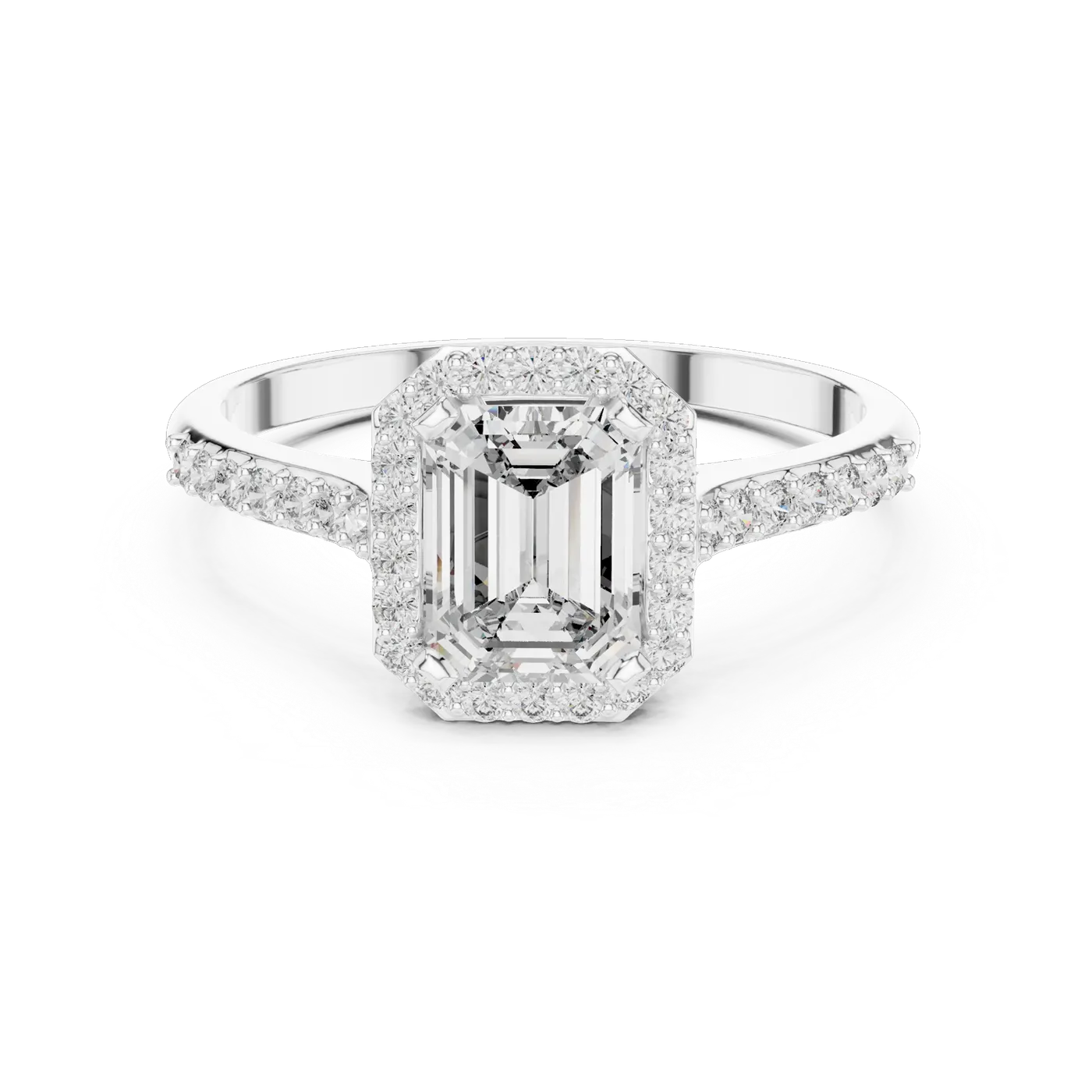 Bague de fiançailles Iris 0,68 ct en or blanc 18 carats, diamant taille émeraude, vue 4