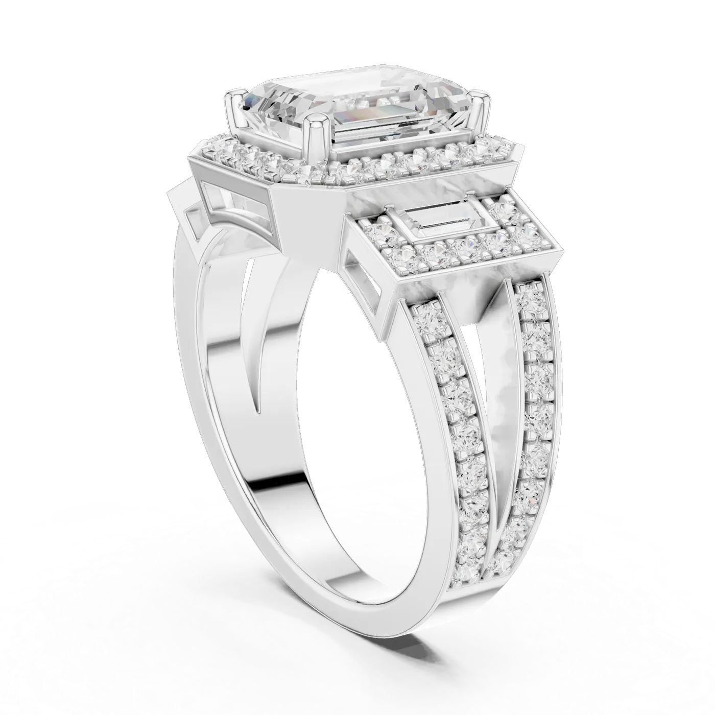 Bague de fiançailles Iris 1,75 ct n°2 en or blanc 18 carats, diamant taille émeraude, vue 1