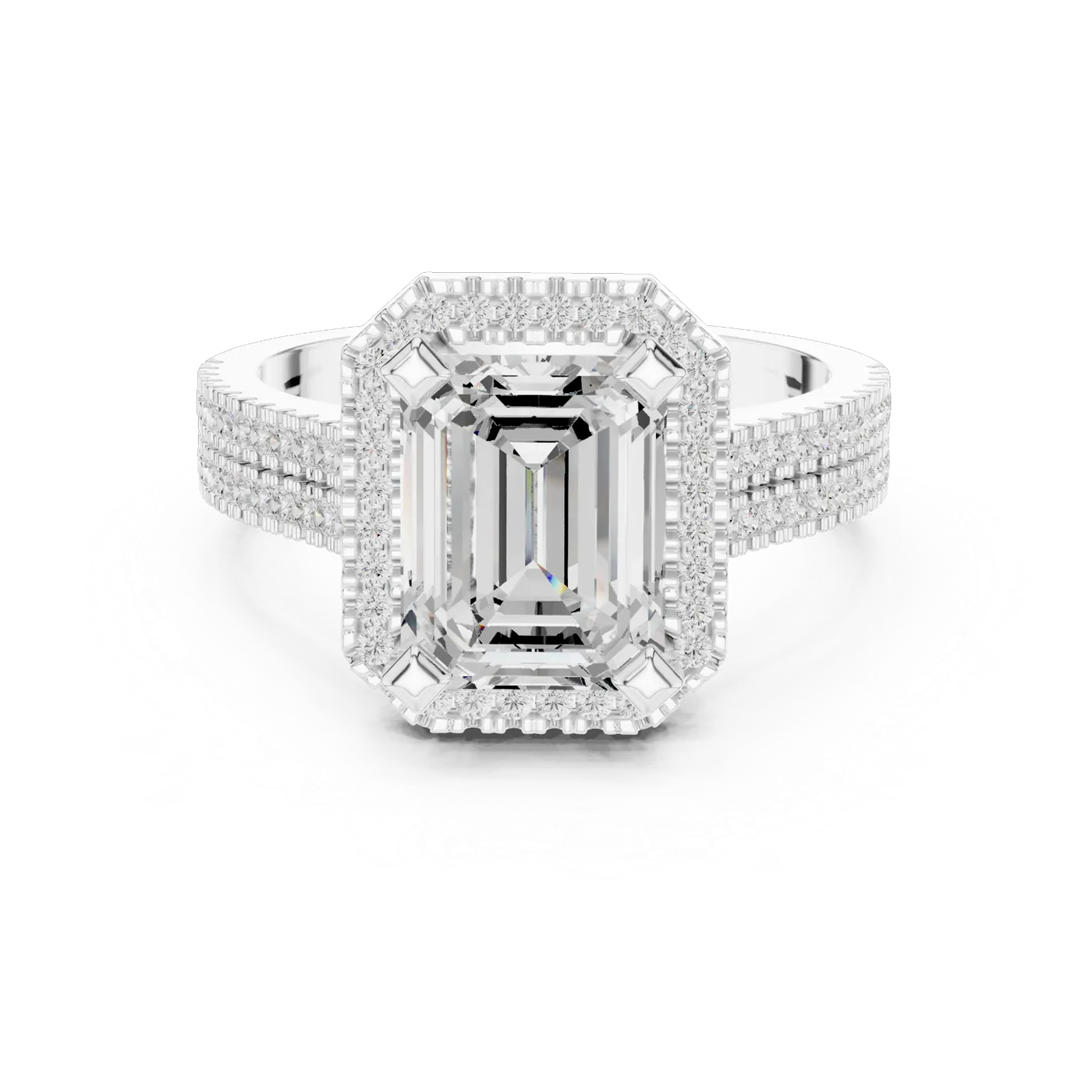 Bague de fiançailles Iris 1,75 ct n°3 en or blanc 18 carats, diamant taille émeraude, vue 4