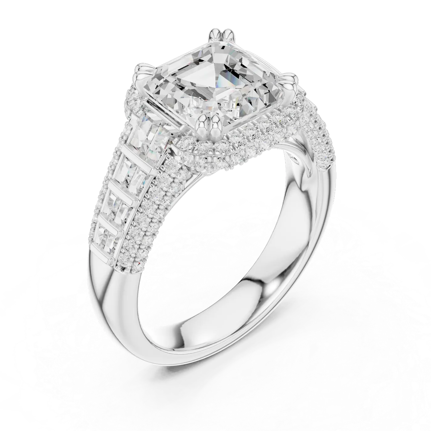 Bague de fiançailles Iris 2,03 ct en or blanc 18 carats, diamant taille émeraude, vue 2