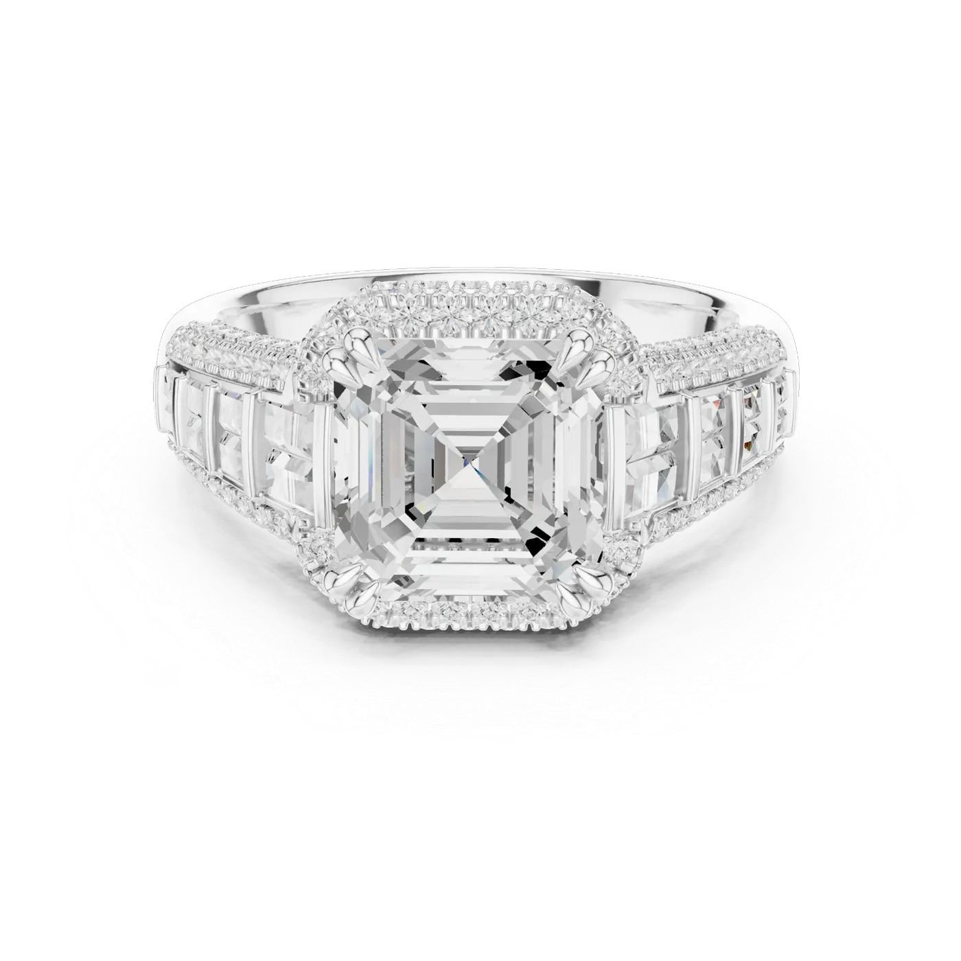 Bague de fiançailles Iris 2,03 ct en or blanc 18 carats, diamant taille émeraude, vue 4