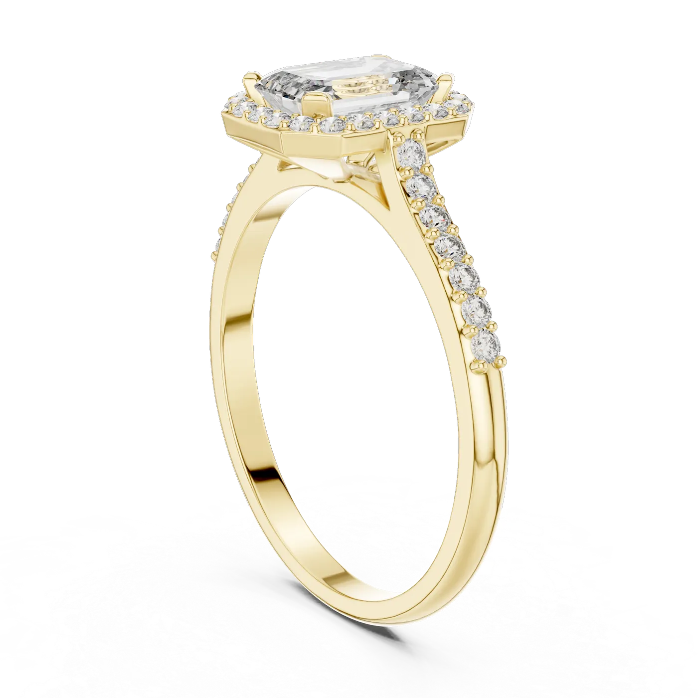Bague de fiançailles Iris 0,68 ct en or jaune 18 carats, diamant taille émeraude, vue 1