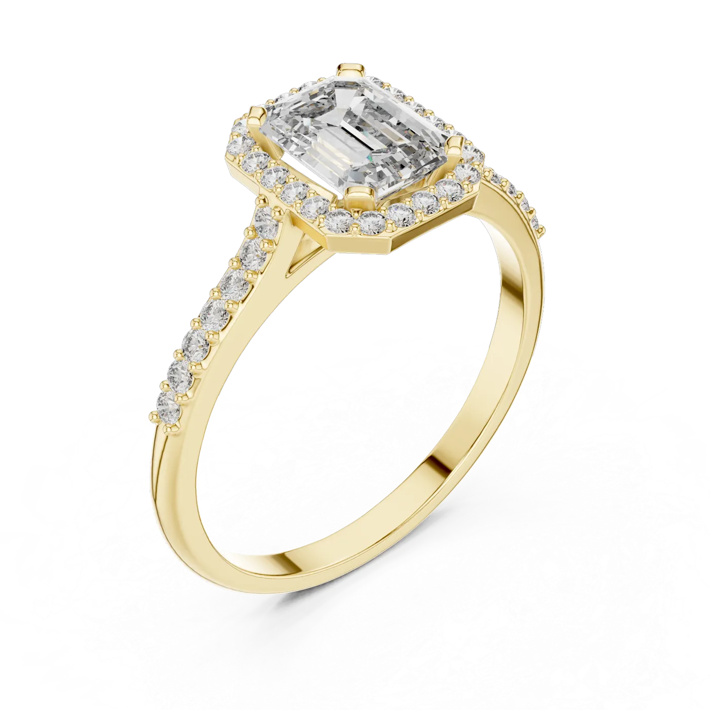 Bague de fiançailles Iris 0,68 ct en or jaune 18 carats, diamant taille émeraude, vue 2