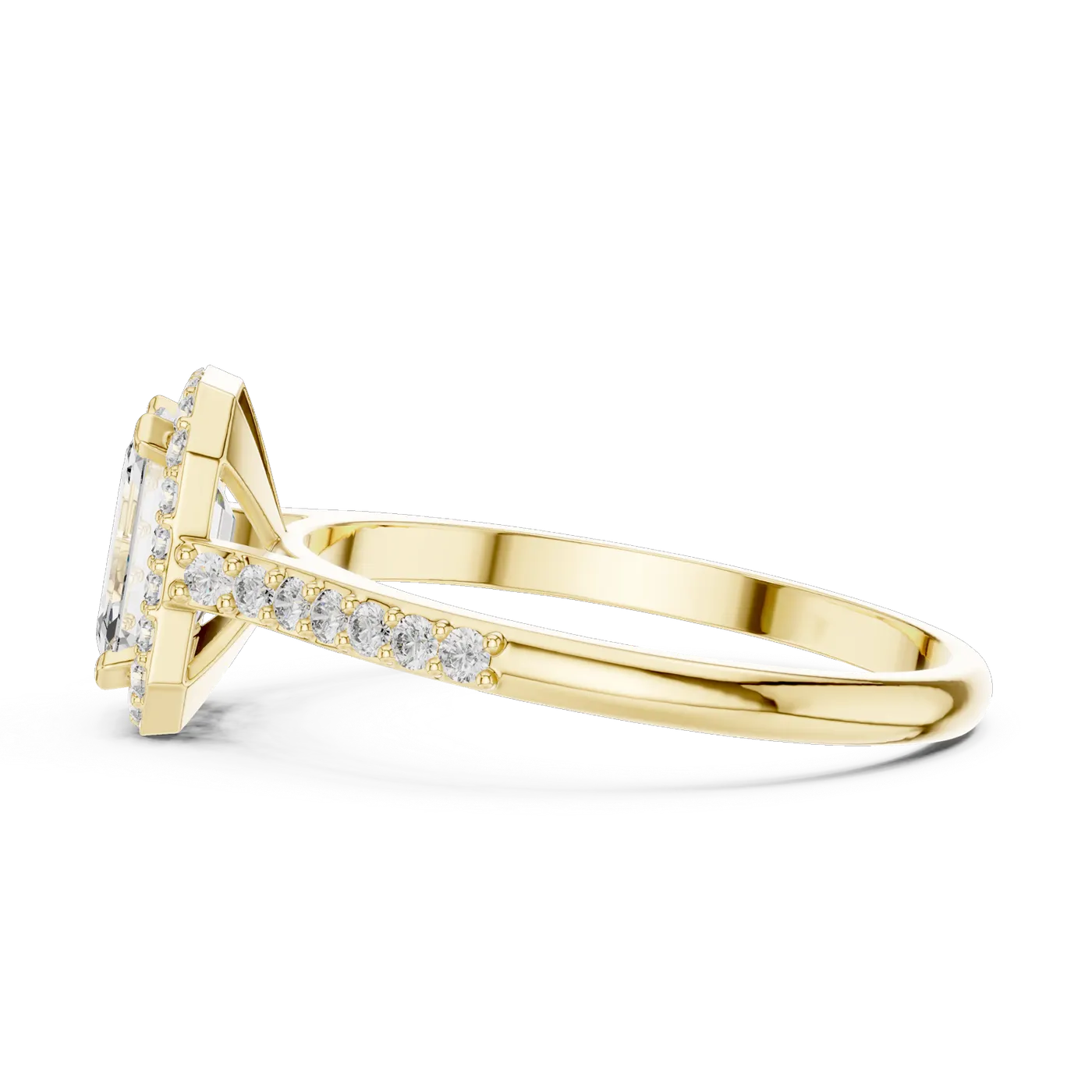 Bague de fiançailles Iris 0,68 ct en or jaune 18 carats, diamant taille émeraude, vue 3
