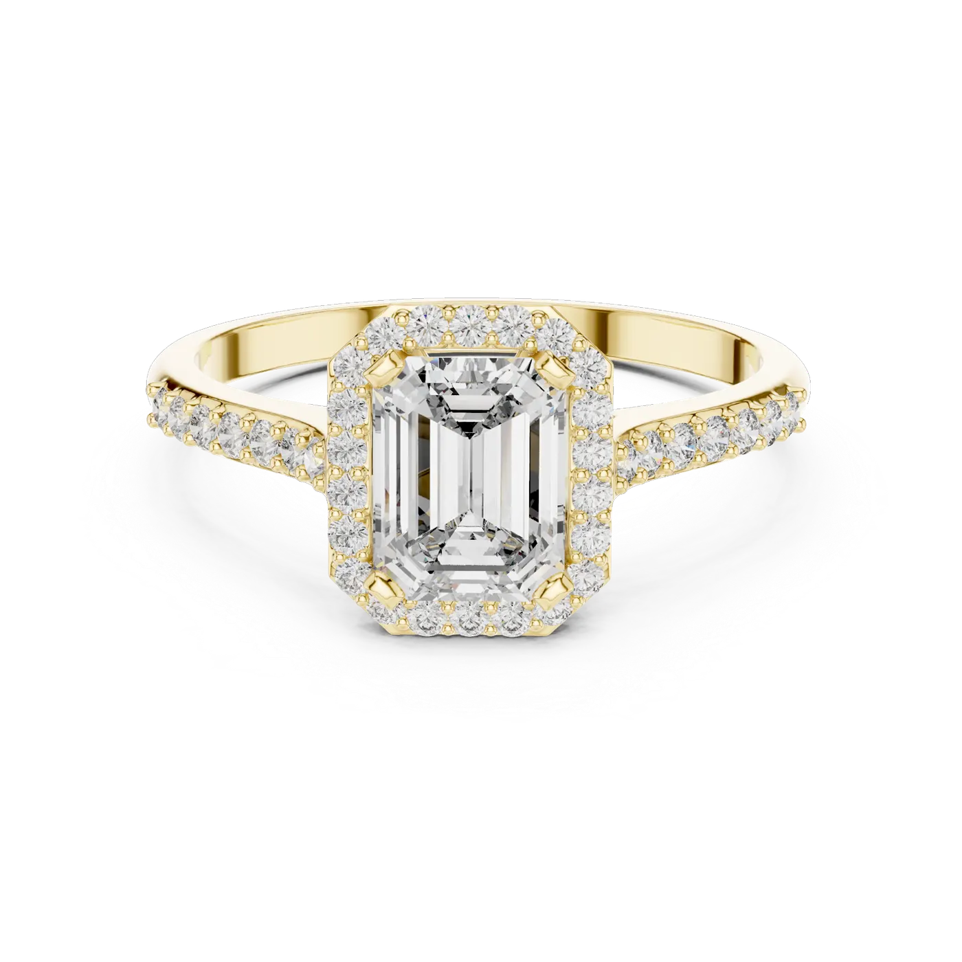 Bague de fiançailles Iris 0,68 ct en or jaune 18 carats, diamant taille émeraude, vue 4