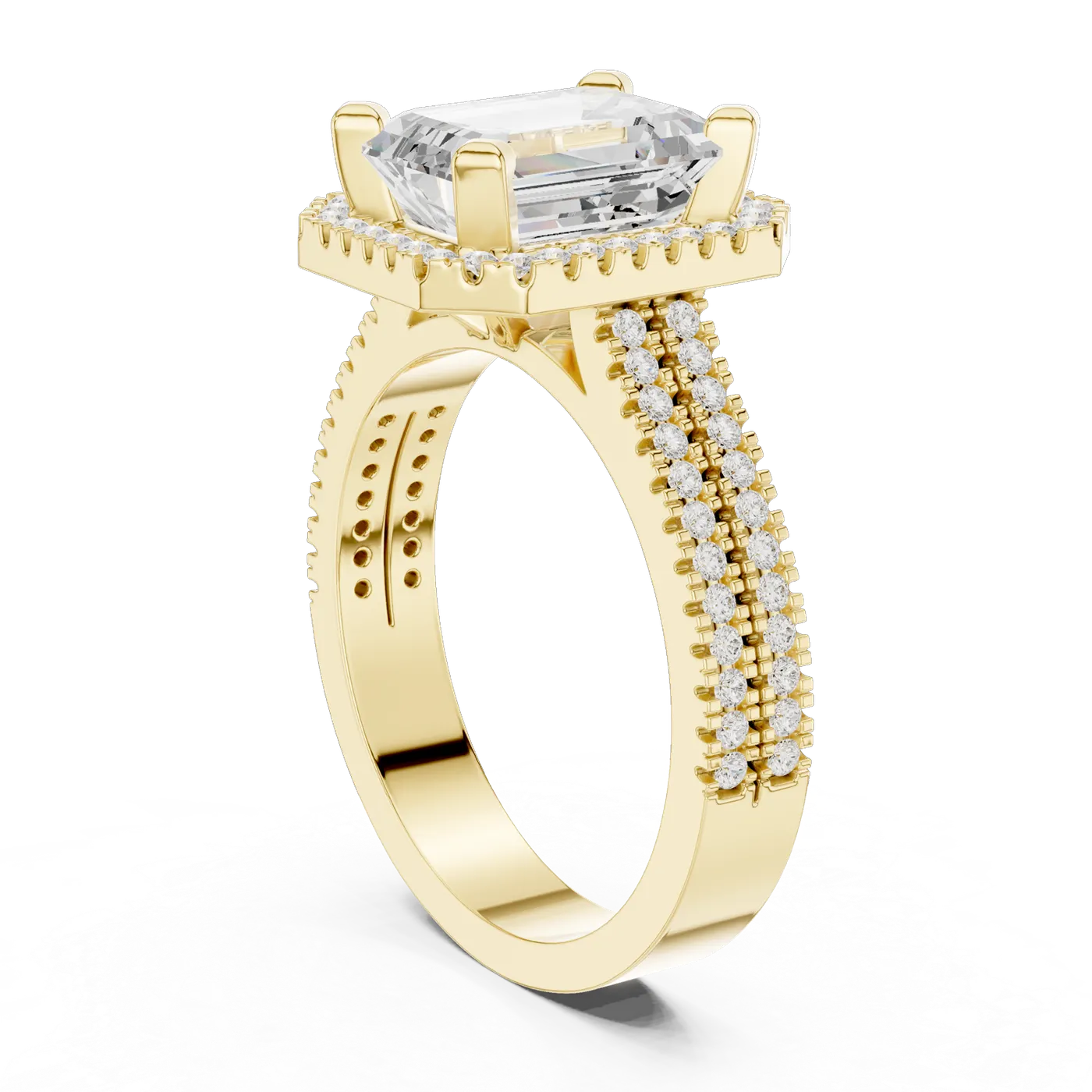 Bague de fiançailles Iris 1,75 ct n°3 en or jaune 18 carats, diamant taille émeraude, vue 1