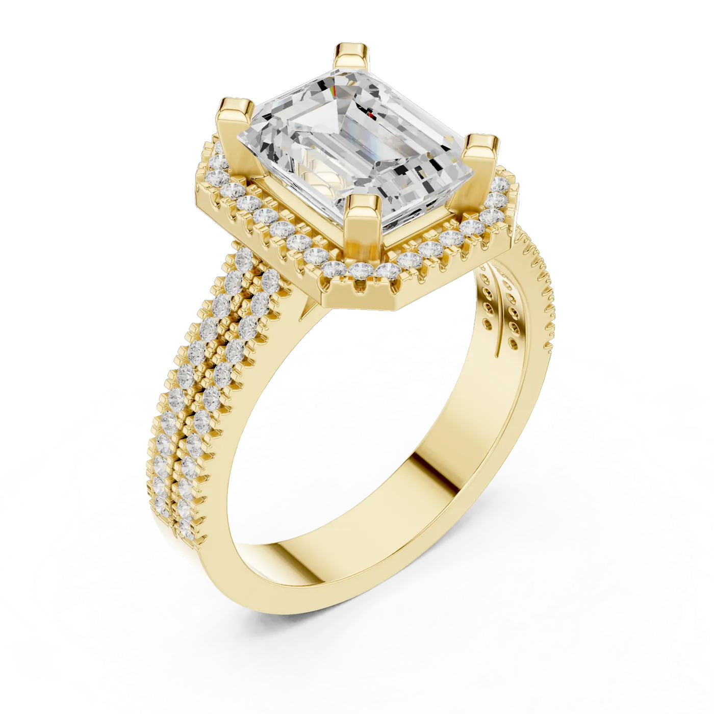 Bague de fiançailles Iris 1,75 ct n°3 en or jaune 18 carats, diamant taille émeraude, vue 2