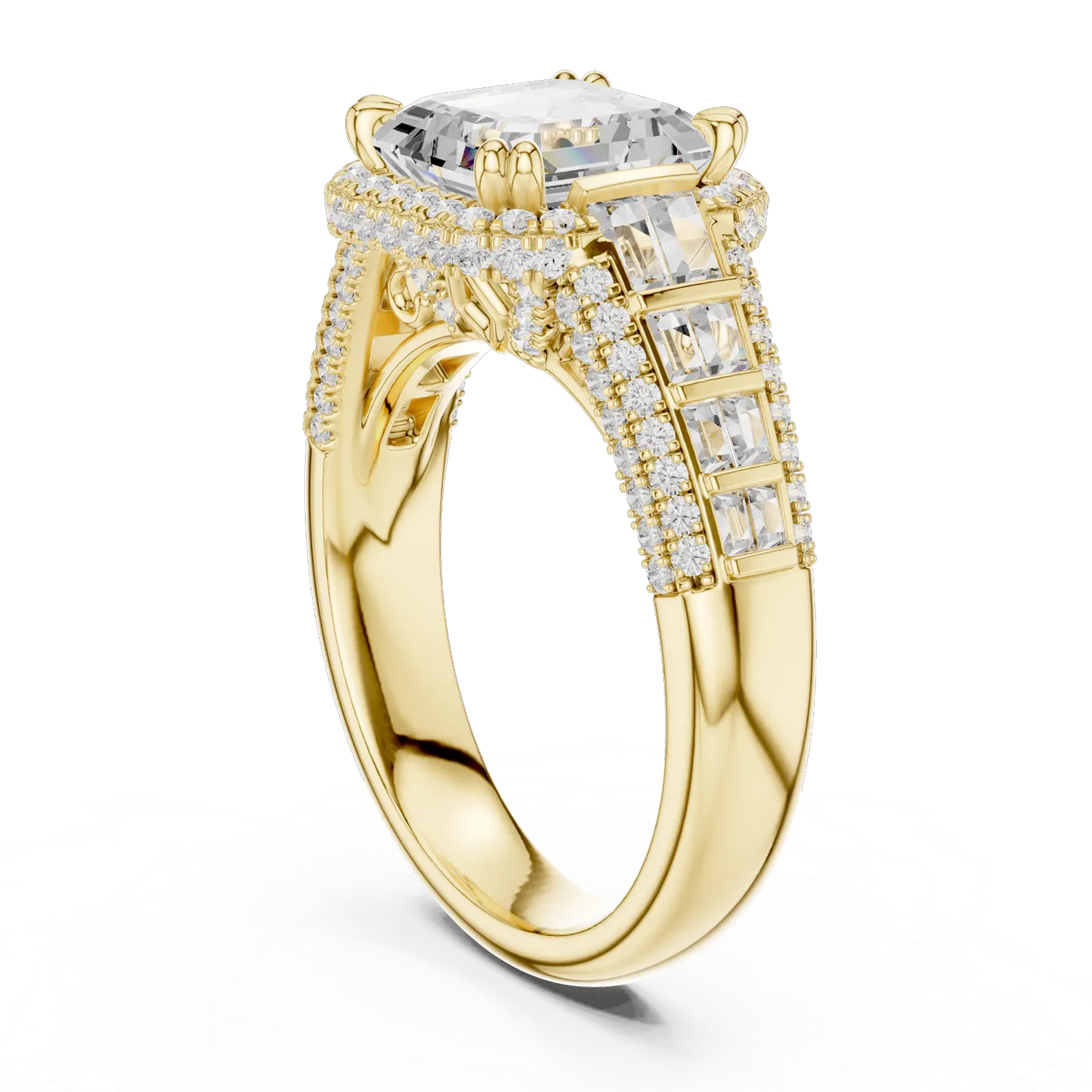 Bague de fiançailles Iris 2,03 ct en or jaune 18 carats, diamant taille émeraude, vue 1