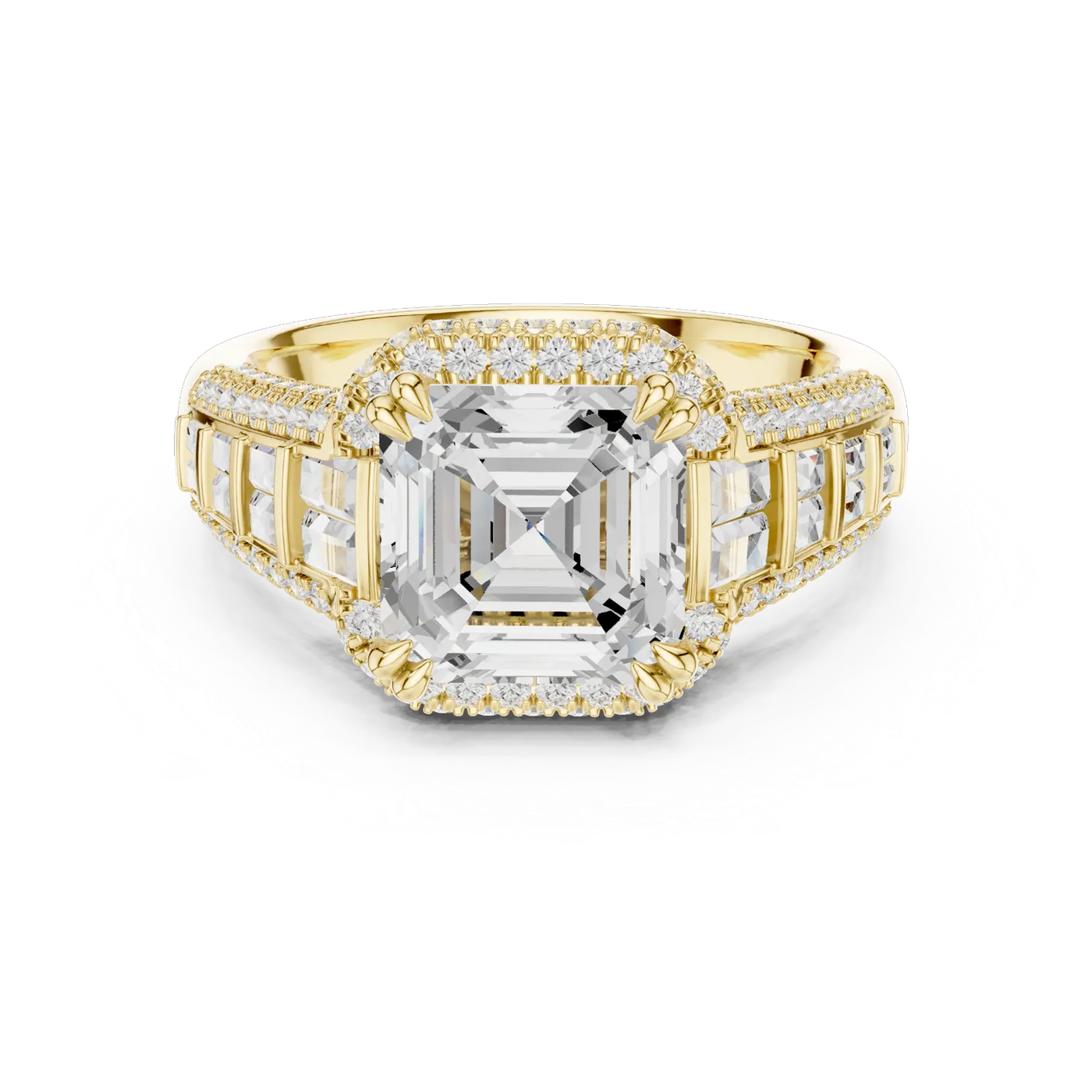 Bague de fiançailles Iris 2,03 ct en or jaune 18 carats, diamant taille émeraude, vue 4