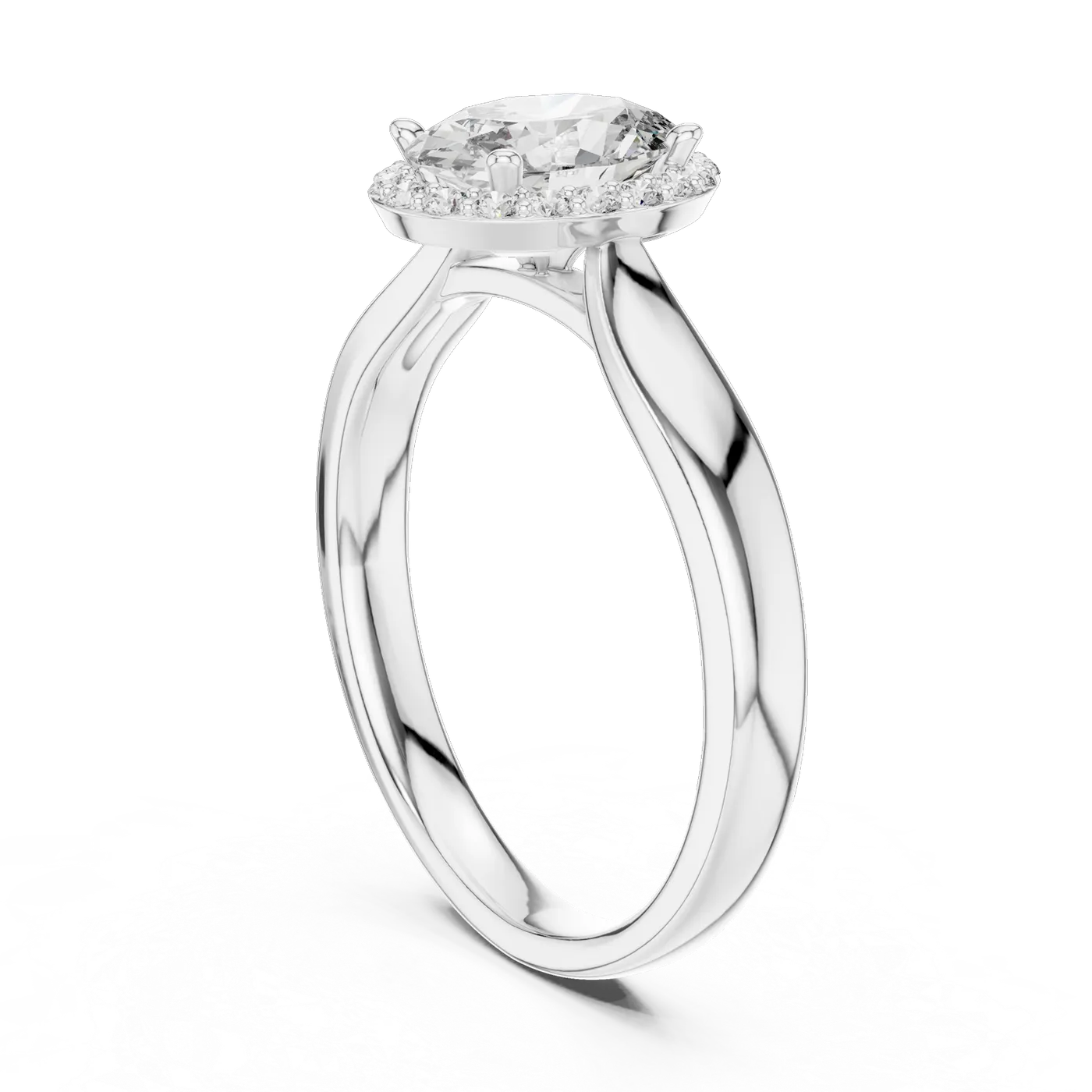 Bague de fiançailles Magnolia 0,77 ct en or blanc 18 carats, diamant ovale, vue 1