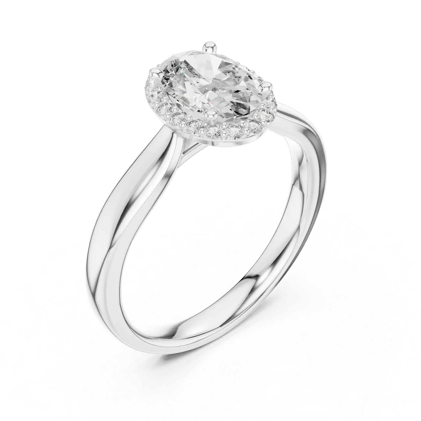Bague de fiançailles Magnolia 0,77 ct en or blanc 18 carats, diamant ovale, vue 2