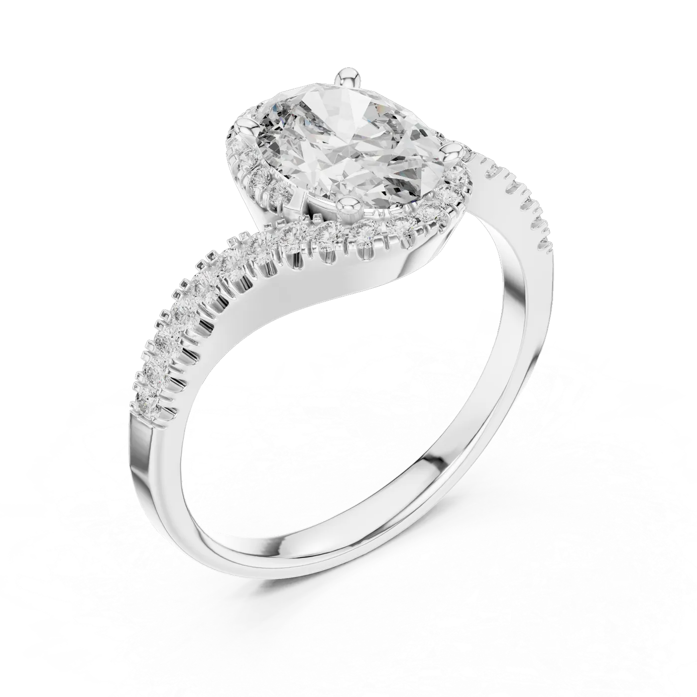 Bague de fiançailles Magnolia 1,14 ct n°2 en or blanc 18 carats, diamant ovale, vue 2