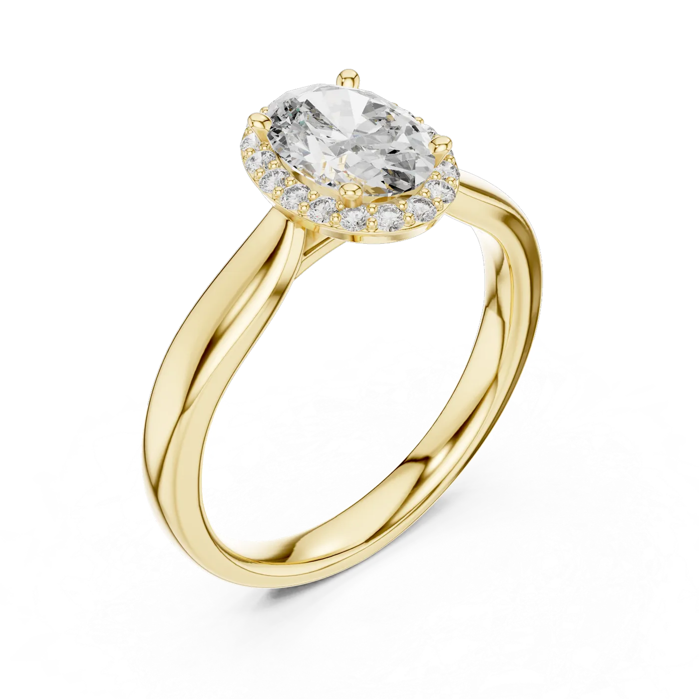 Bague de fiançailles Magnolia 0,77 ct en or jaune 18 carats, diamant ovale, vue 2