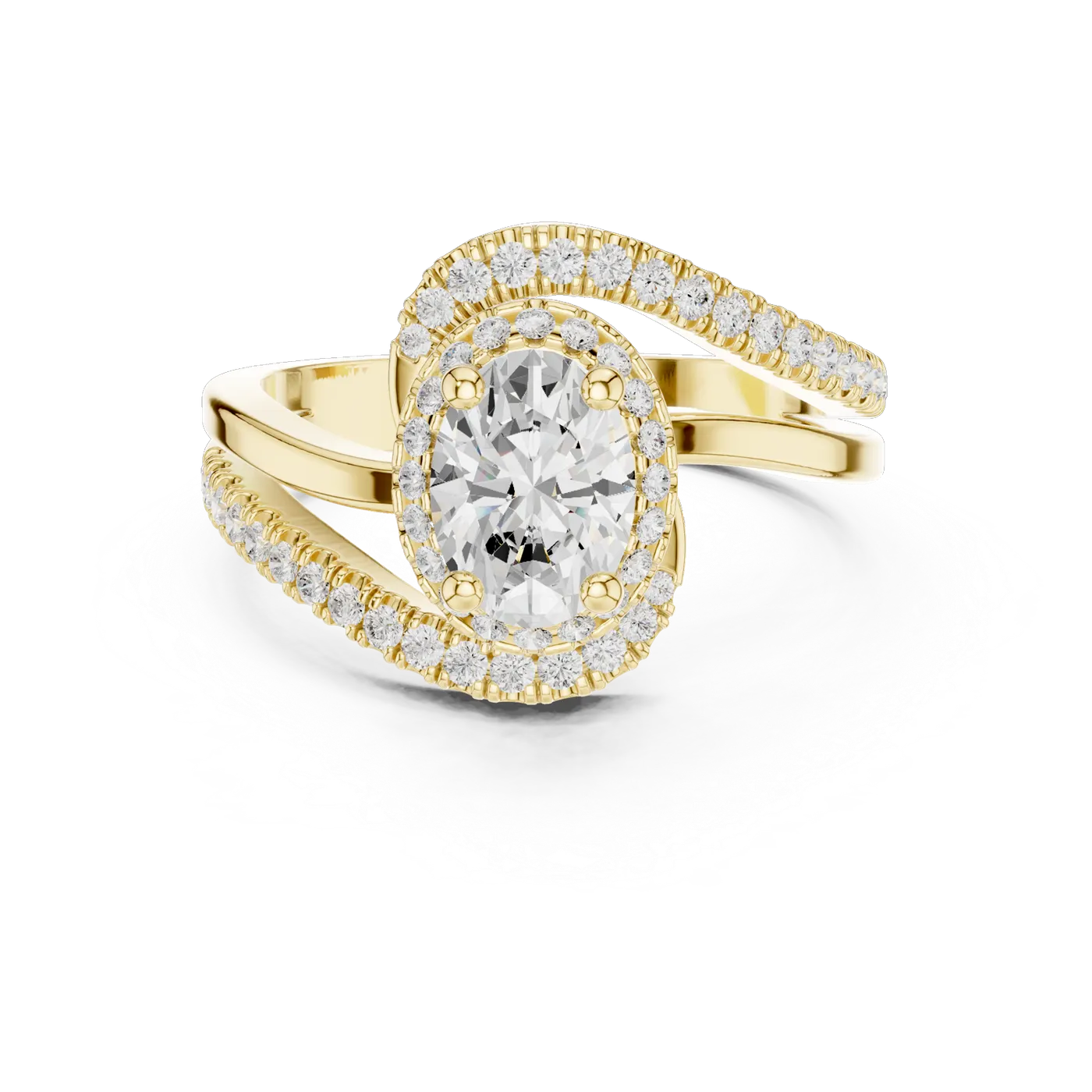 Bague de fiançailles Magnolia 0,90 ct en or jaune 18 carats, diamant ovale, vue 4
