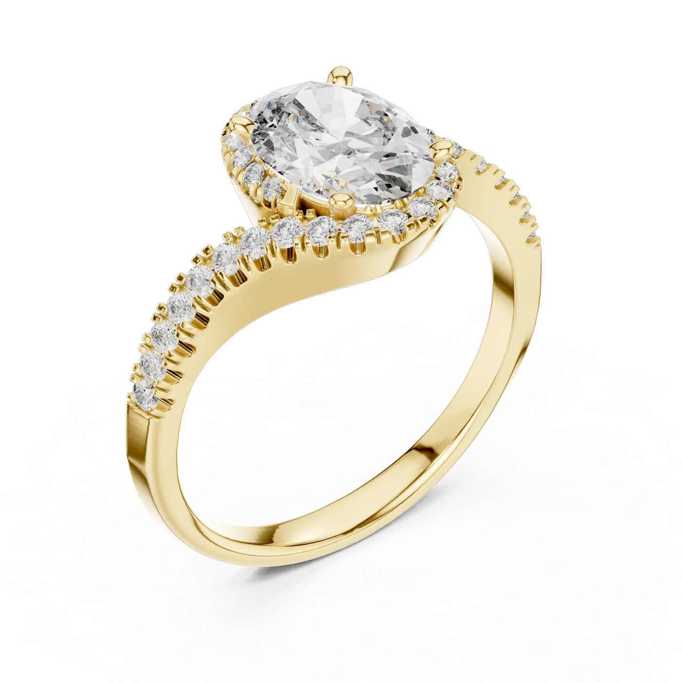 Bague de fiançailles Magnolia 1,14 ct n°2 en or jaune 18 carats, diamant ovale, vue 2