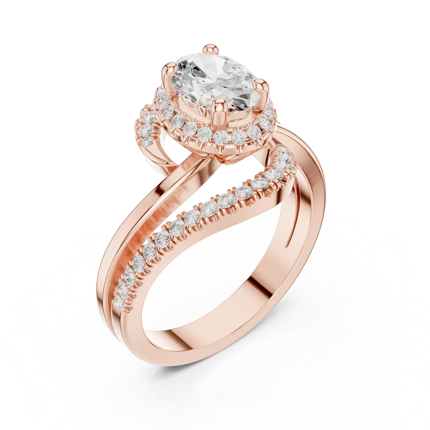 Bague de fiançailles Magnolia 0,90 ct en or rose 18 carats, diamant ovale, vue 2