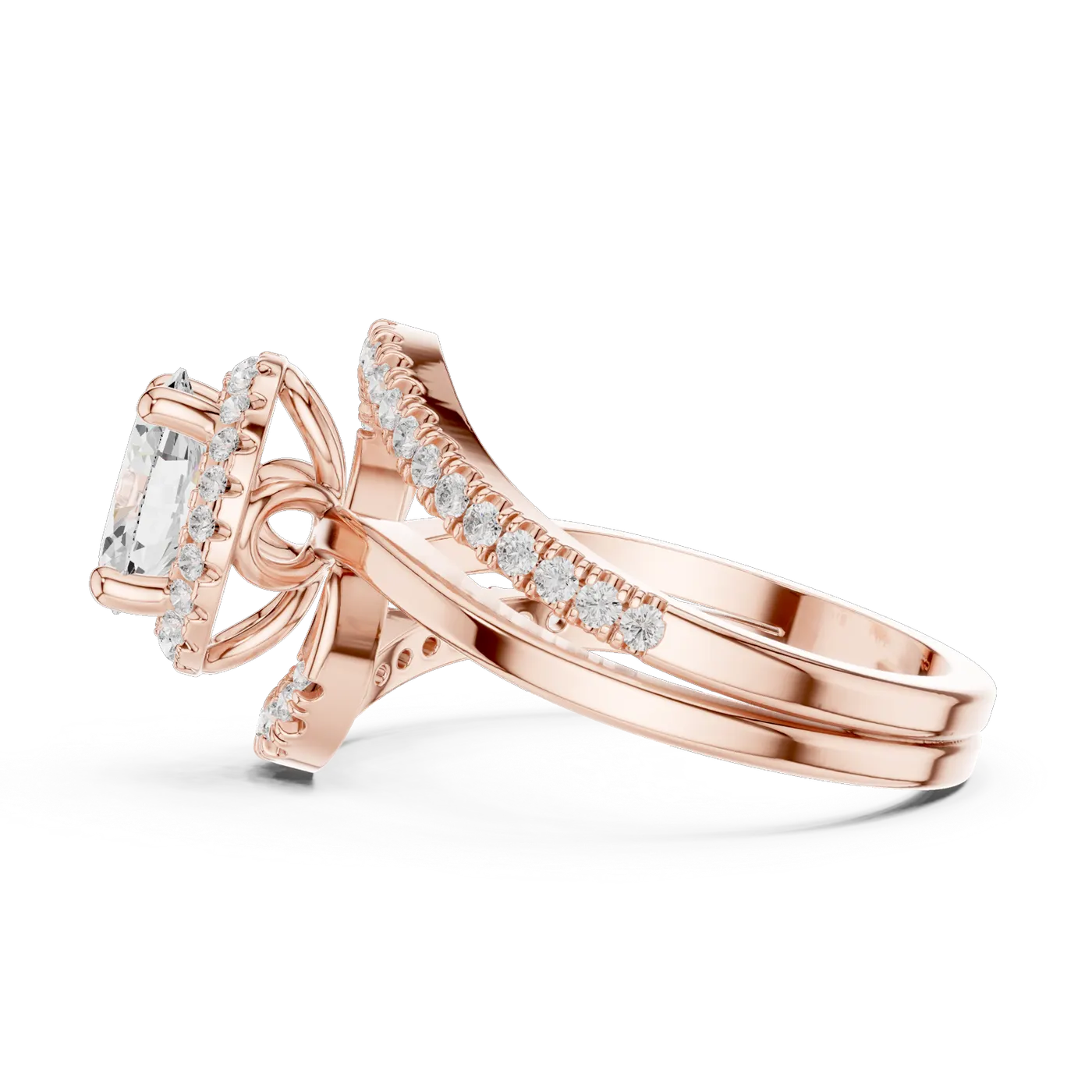 Bague de fiançailles Magnolia 0,90 ct en or rose 18 carats, diamant ovale, vue 3