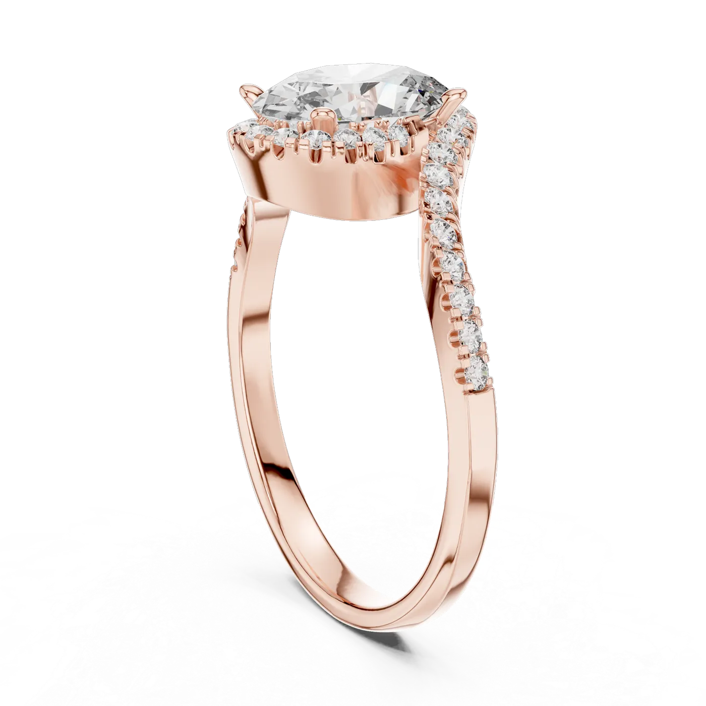 Bague de fiançailles Magnolia 1,14 ct n°2 en or rose 18 carats, diamant ovale, vue 1