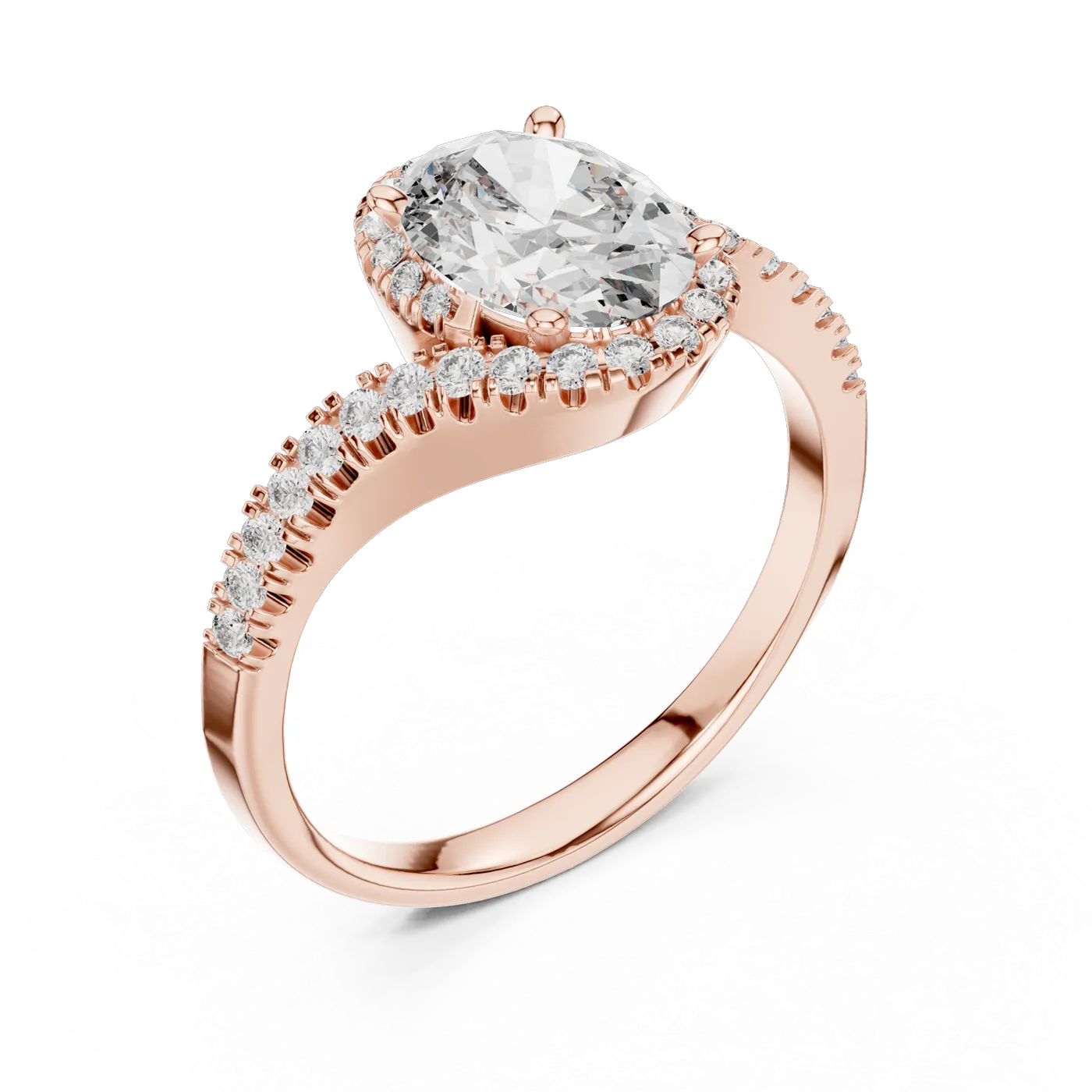 Bague de fiançailles Magnolia 1,14 ct n°2 en or rose 18 carats, diamant ovale, vue 2