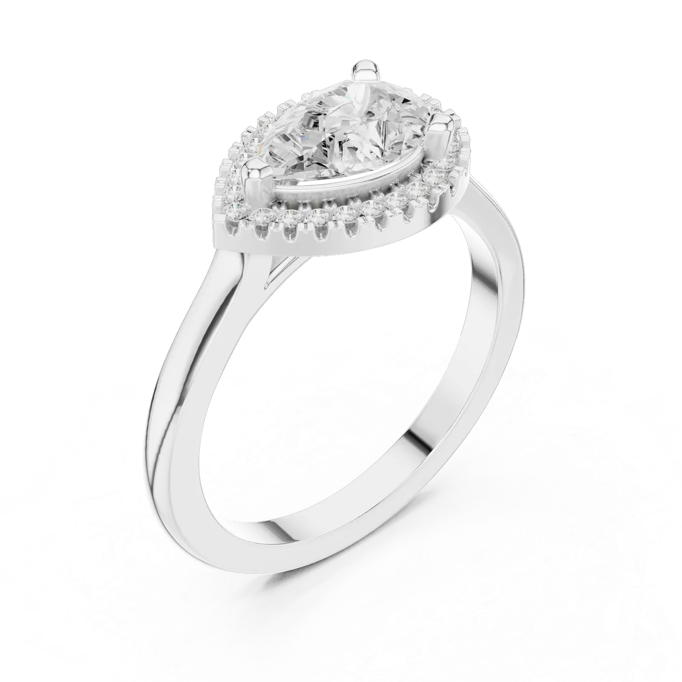 Bague de fiançailles Dahlia 0,92 ct n°2 en or blanc 18 carats, diamant poire, vue 2