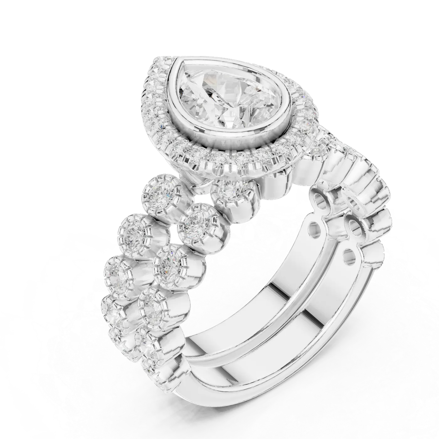 Bague de fiançailles Dahlia 1,28 ct n°2 en or blanc 18 carats, diamant poire, vue 2