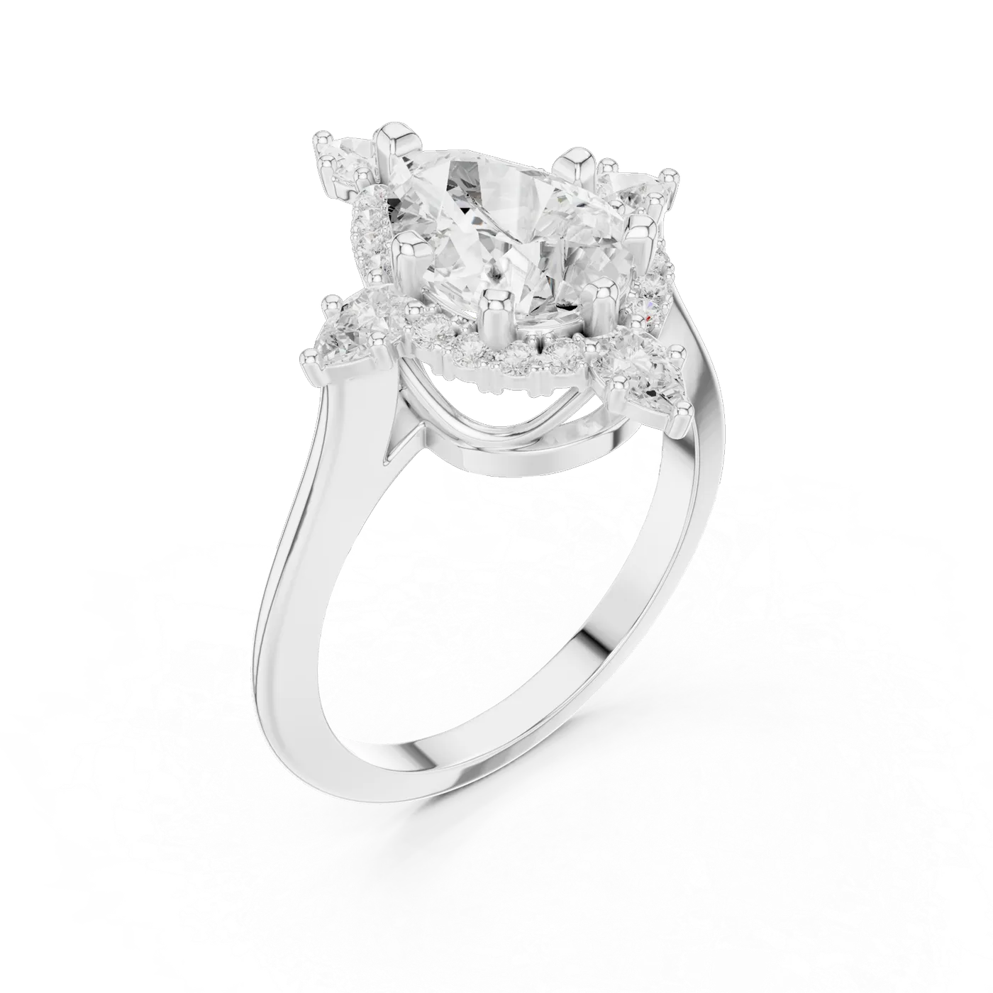 Bague de fiançailles Dahlia 1,75 ct en or blanc 18 carats, diamant poire, vue 2
