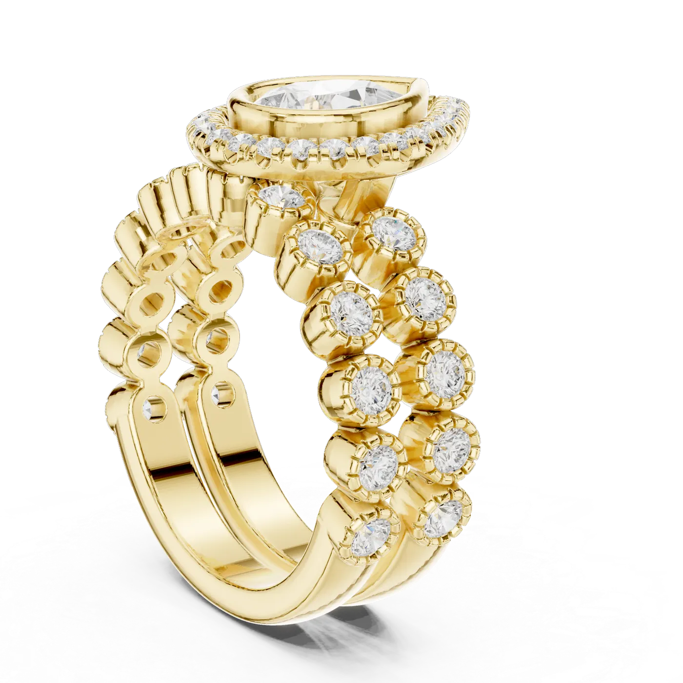 Bague de fiançailles Dahlia 1,28 ct n°2 en or jaune 18 carats, diamant poire, vue 1