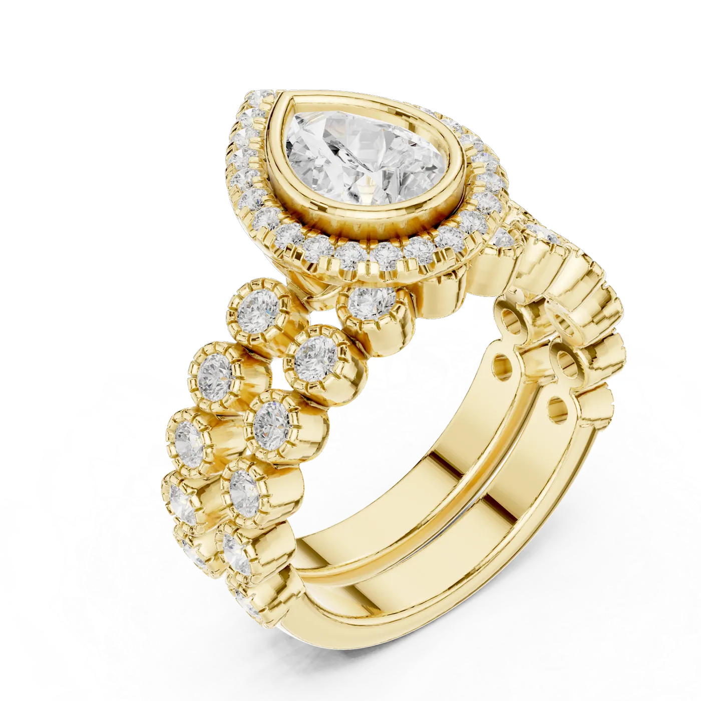 Bague de fiançailles Dahlia 1,28 ct n°2 en or jaune 18 carats, diamant poire, vue 2