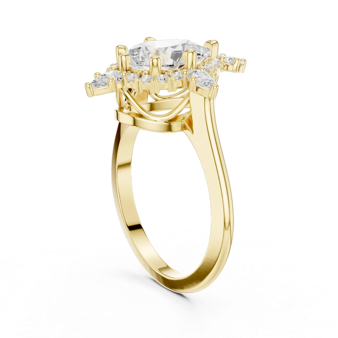 Bague de fiançailles Dahlia 1,75 ct en or jaune 18 carats, diamant poire, vue 1