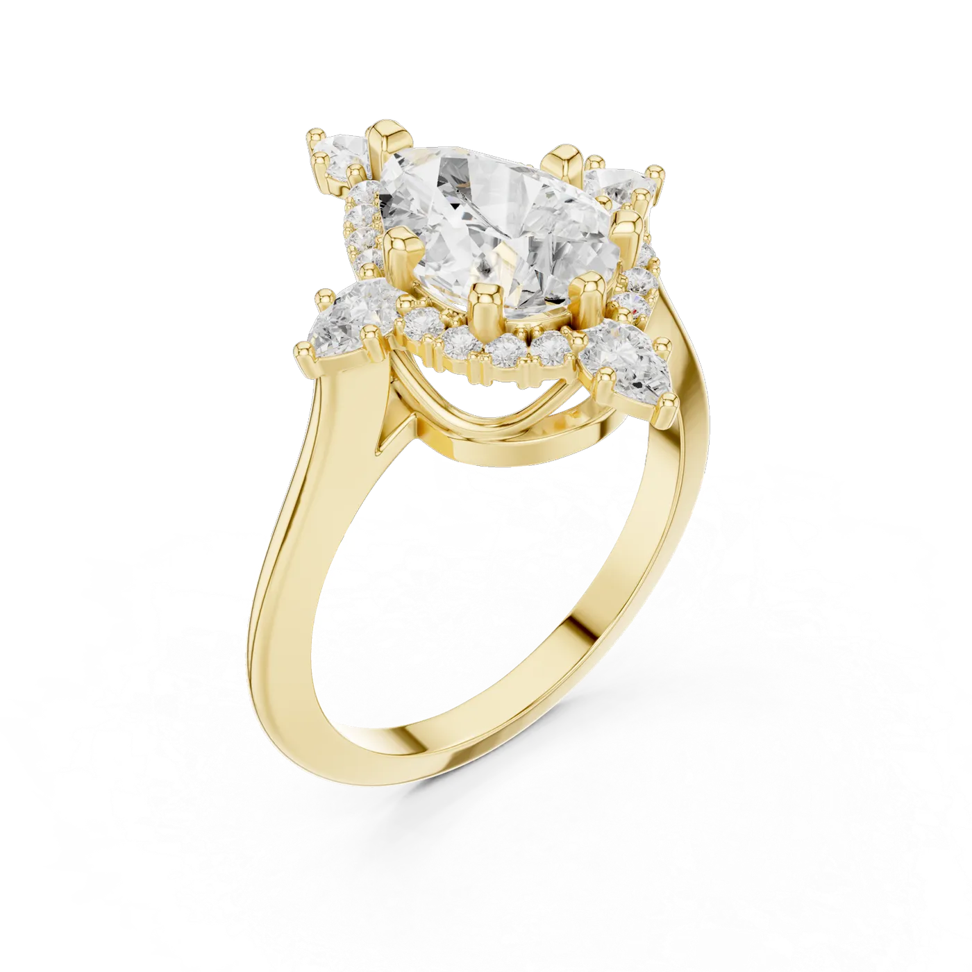 Bague de fiançailles Dahlia 1,75 ct en or jaune 18 carats, diamant poire, vue 2