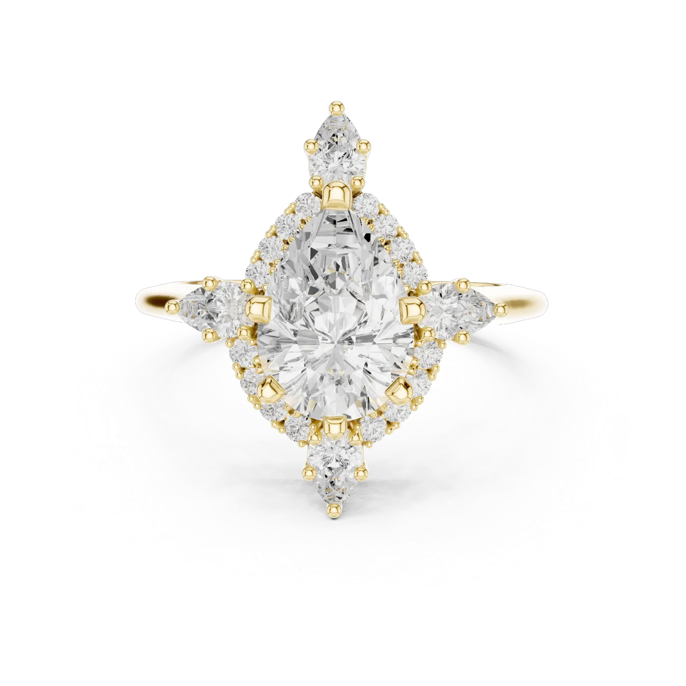 Bague de fiançailles Dahlia 1,75 ct en or jaune 18 carats, diamant poire, vue 4