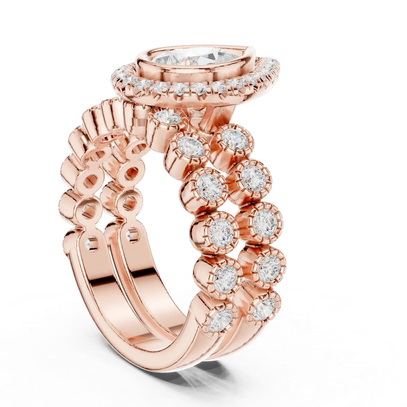 Bague de fiançailles Dahlia 1,28 ct n°2 en or rose 18 carats, diamant poire, vue 1