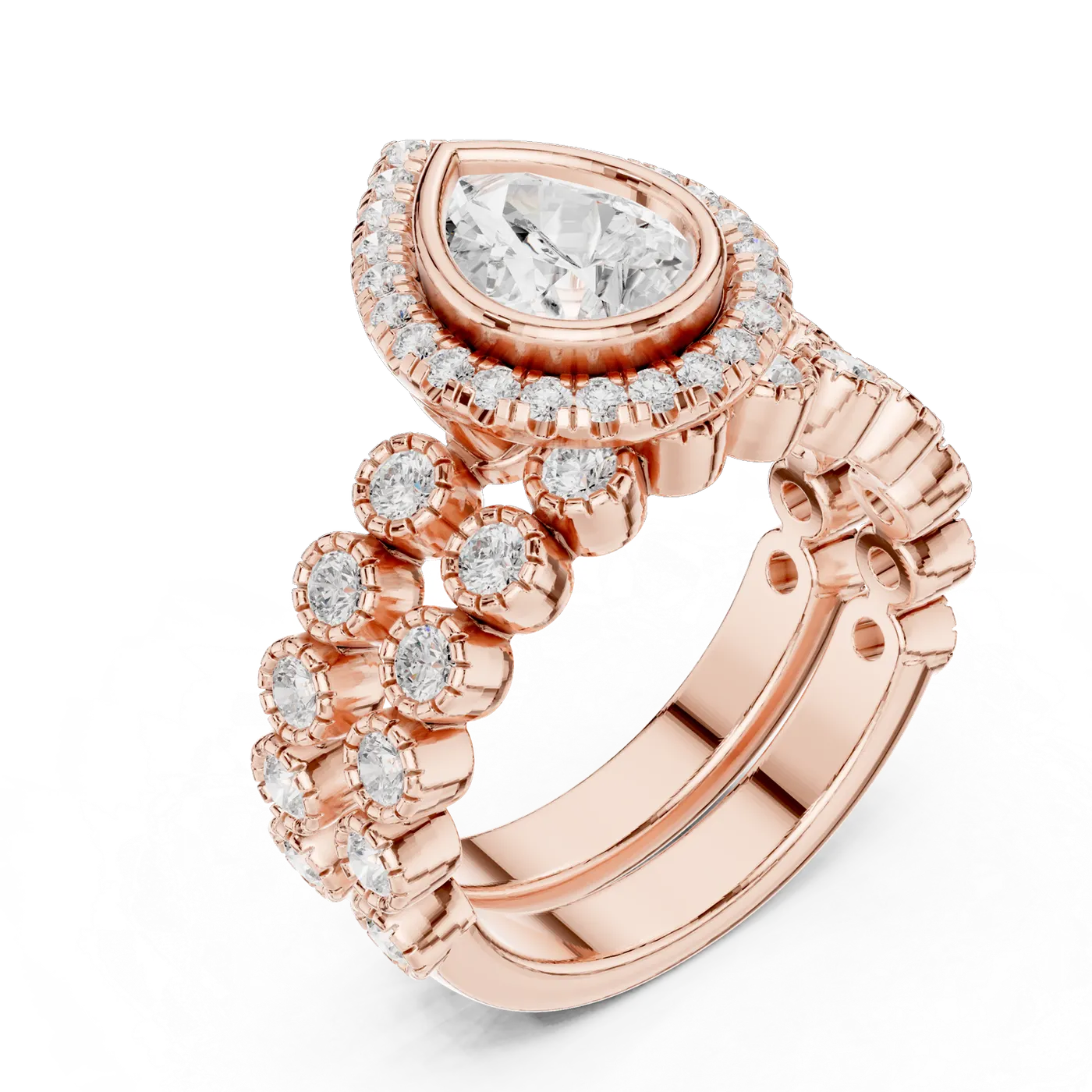 Bague de fiançailles Dahlia 1,28 ct n°2 en or rose 18 carats, diamant poire, vue 2
