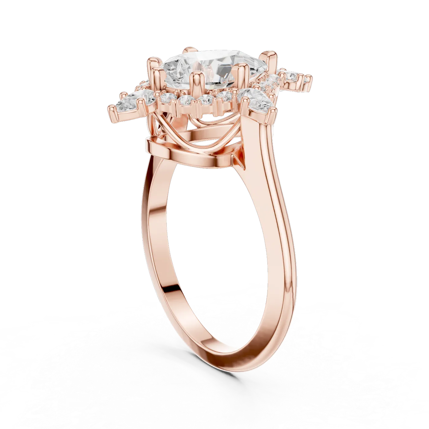 Bague de fiançailles Dahlia 1,75 ct en or rose 18 carats, diamant poire, vue 1