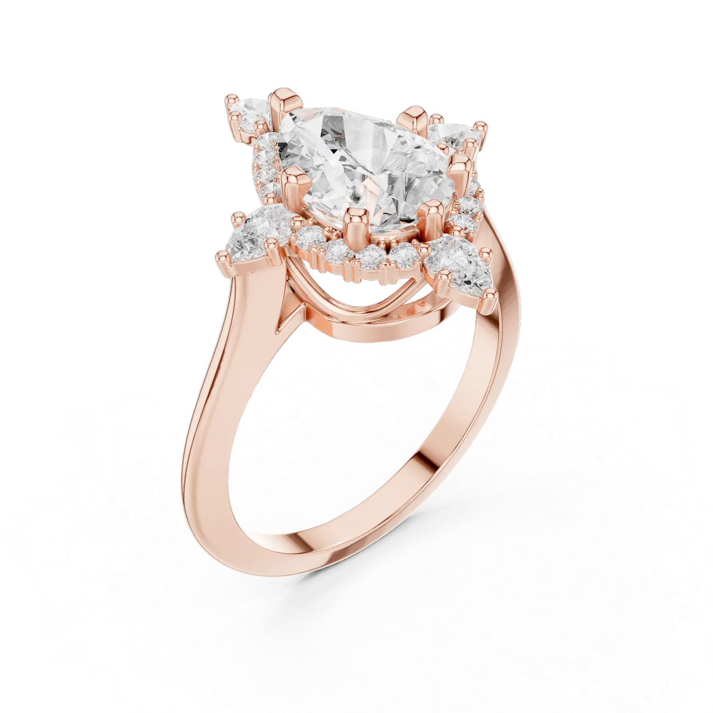 Bague de fiançailles Dahlia 1,75 ct en or rose 18 carats, diamant poire, vue 2