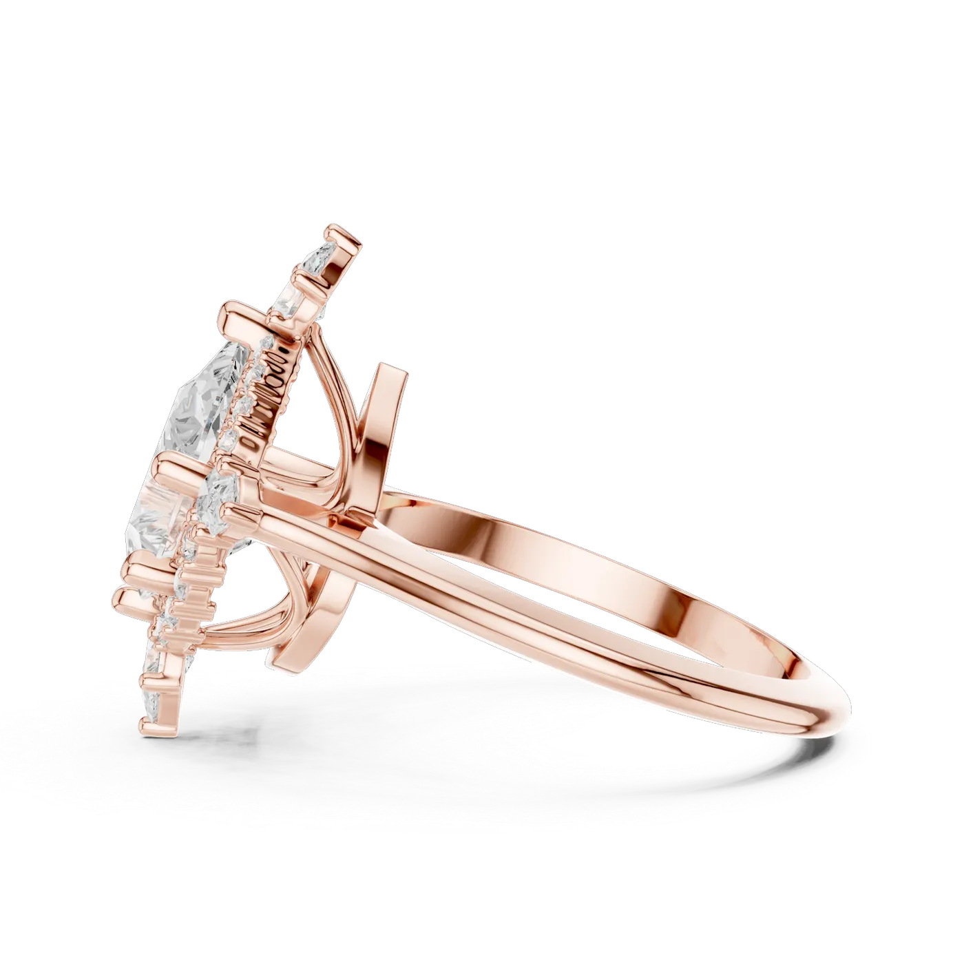 Bague de fiançailles Dahlia 1,75 ct en or rose 18 carats, diamant poire, vue 3