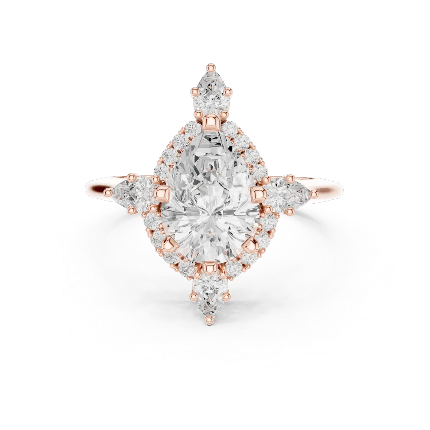 Bague de fiançailles Dahlia 1,75 ct en or rose 18 carats, diamant poire, vue 4