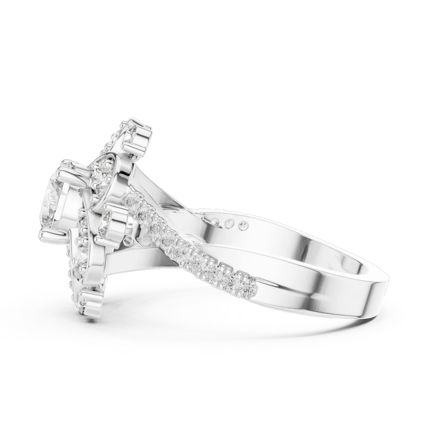 Bague de fiançailles Marguerite 0,81 ct en or blanc 18 carats, diamant rond, vue 3