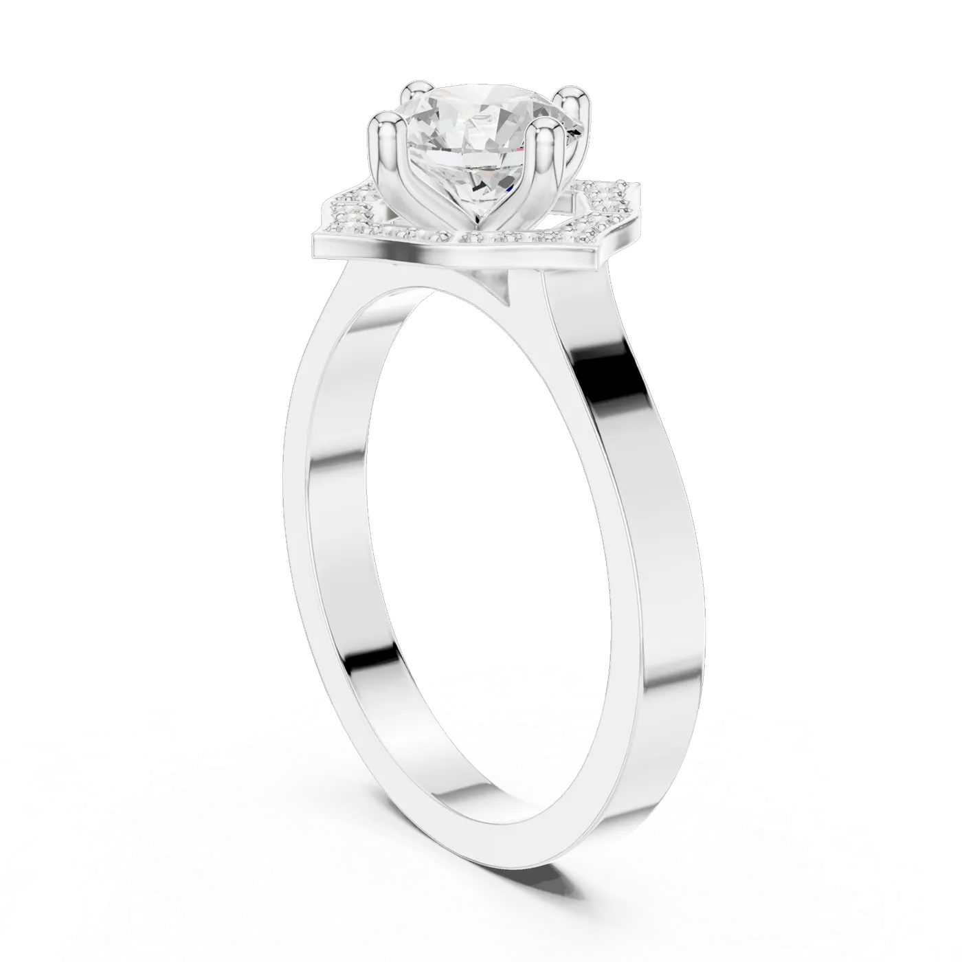 Bague de fiançailles Marguerite 0,90 ct en or blanc 18 carats, diamant rond, vue 1