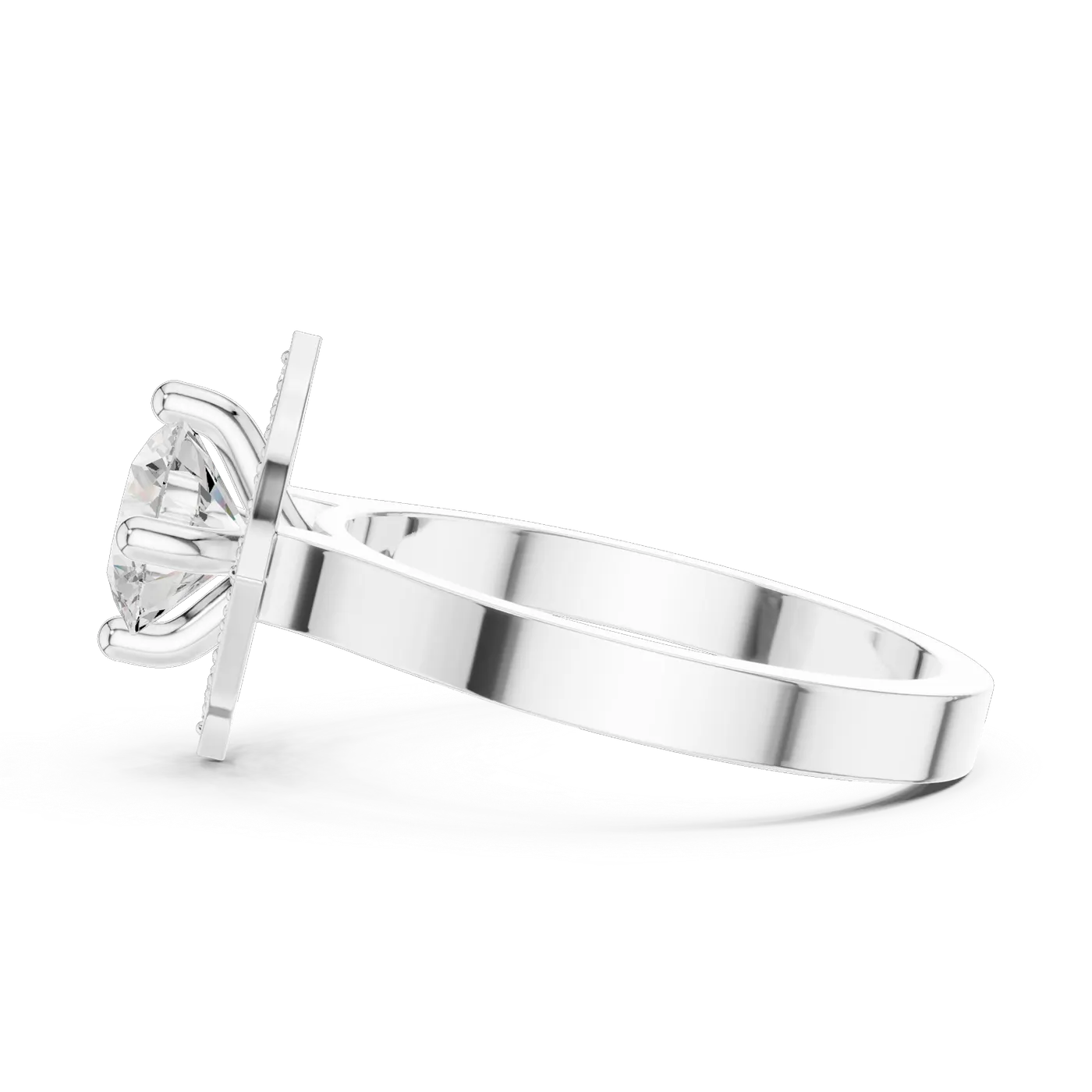 Bague de fiançailles Marguerite 0,90 ct en or blanc 18 carats, diamant rond, vue 3