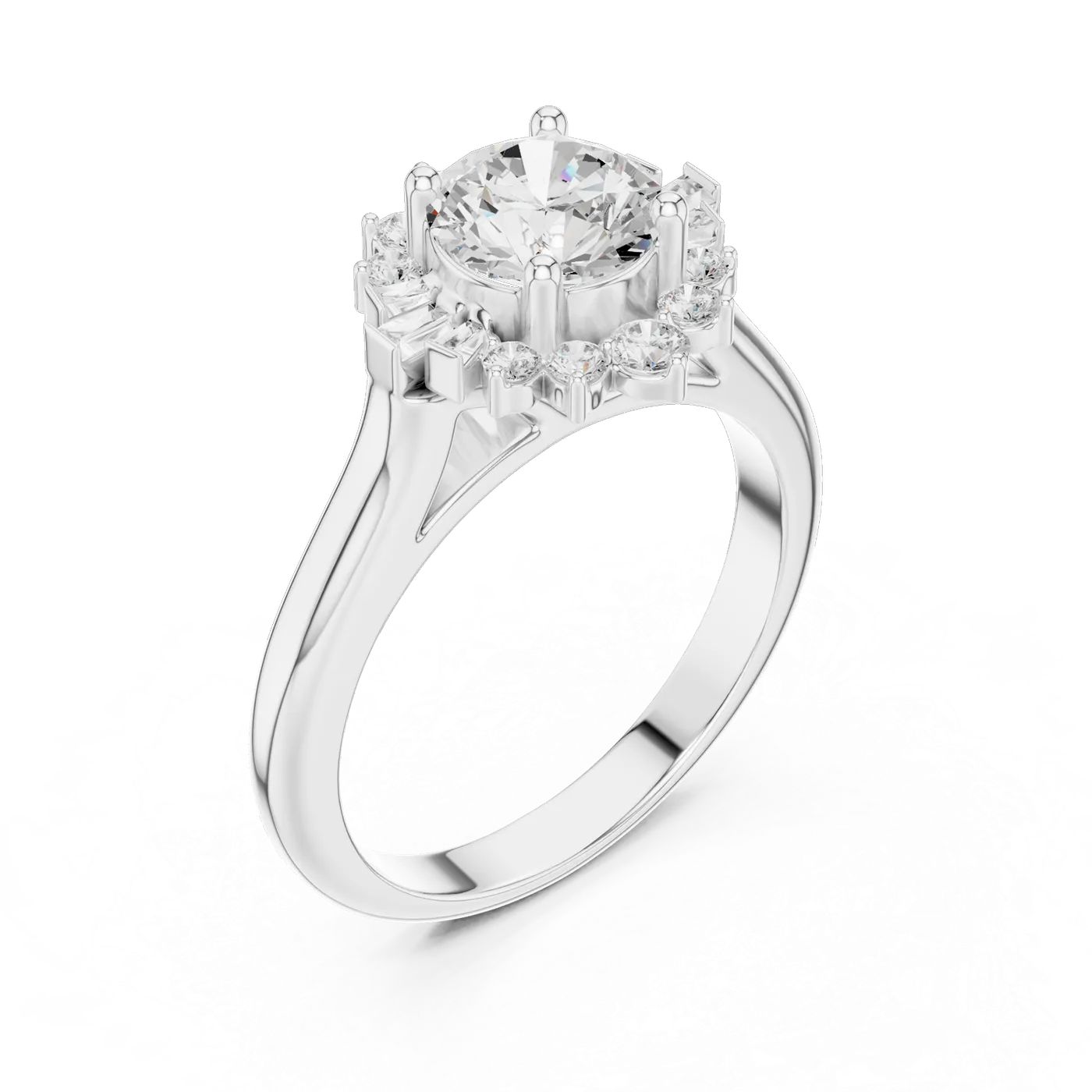 Bague de fiançailles Marguerite 0,98 ct en or blanc 18 carats, diamant rond, vue 2