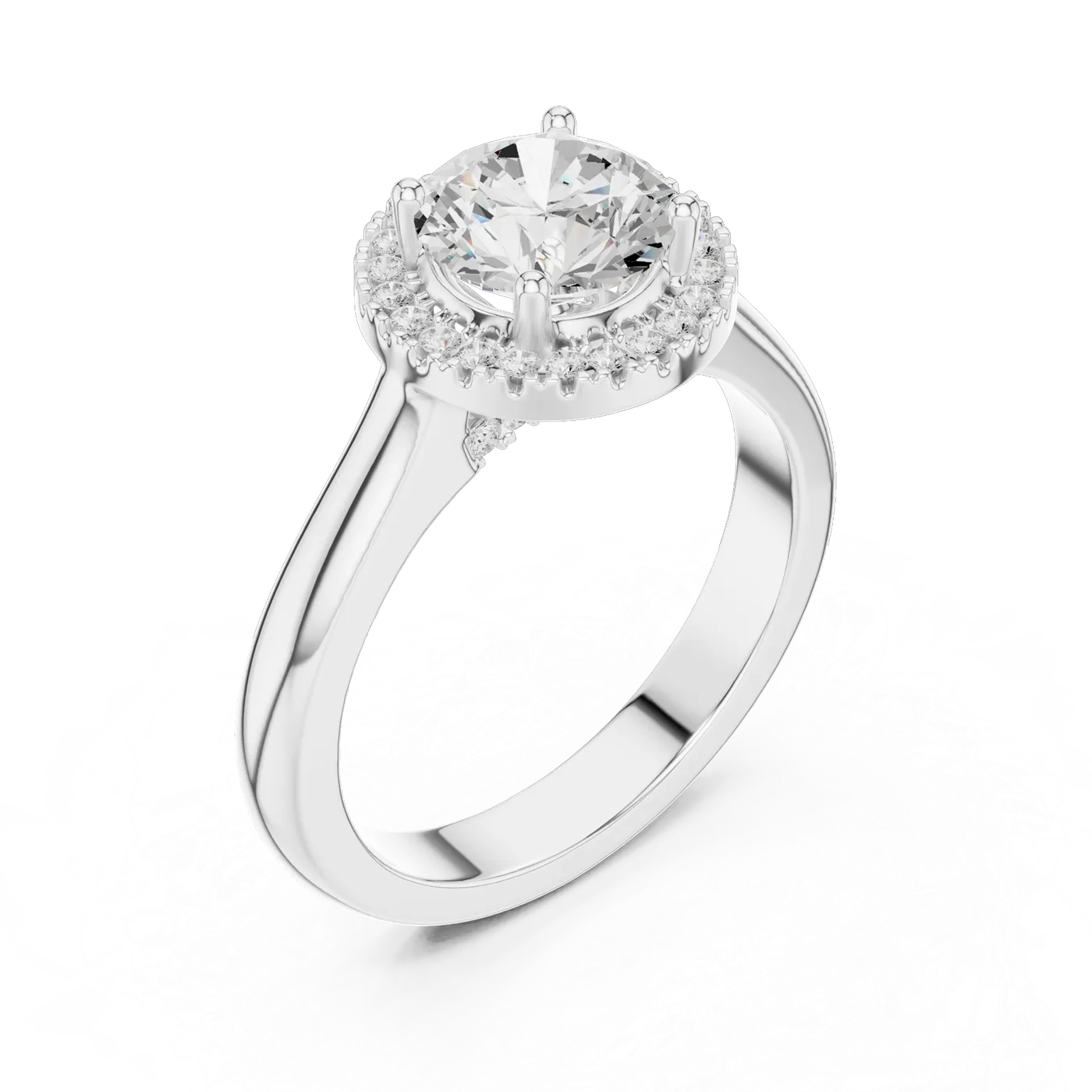 Bague de fiançailles Marguerite 1,29 ct en or blanc 18 carats, diamant rond, vue 2
