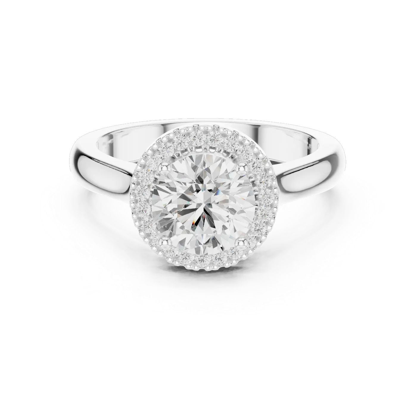 Bague de fiançailles Marguerite 1,29 ct en or blanc 18 carats, diamant rond, vue 4
