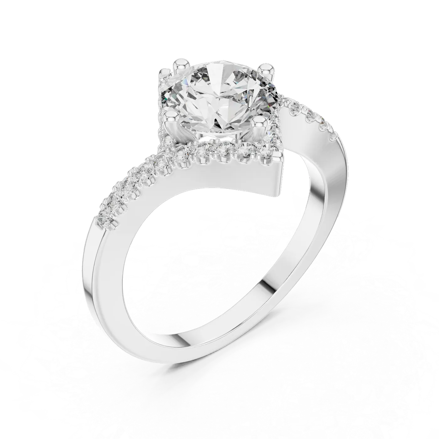 Bague de fiançailles Marguerite 1,46 ct n°2 en or blanc 18 carats, diamant rond, vue 2