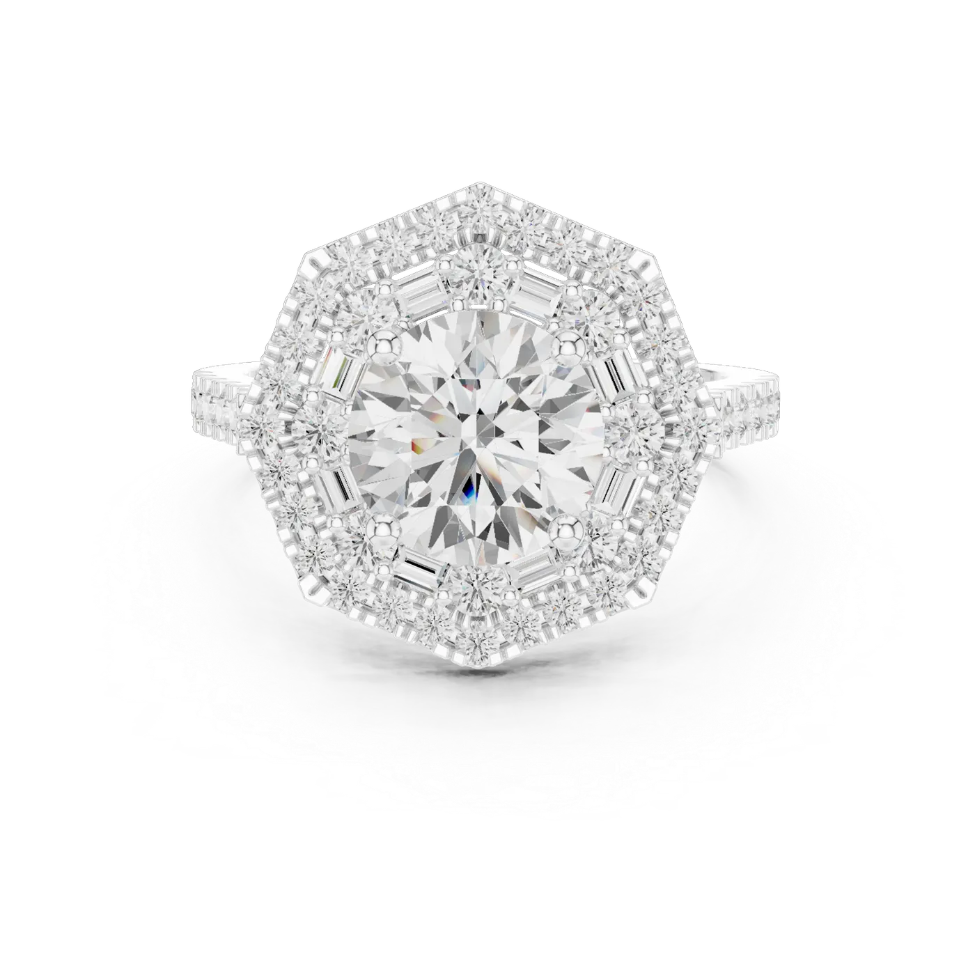 Bague de fiançailles Marguerite 1,52 ct en or blanc 18 carats, diamant rond, vue 4