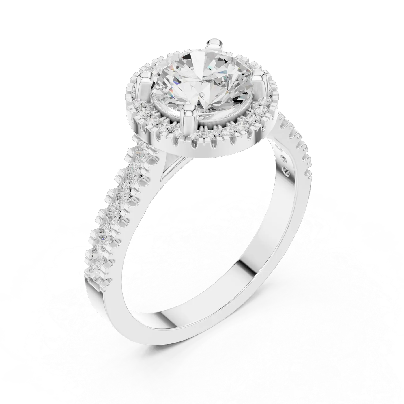 Bague de fiançailles Marguerite 1,52 ct n°2 en or blanc 18 carats, diamant rond, vue 2