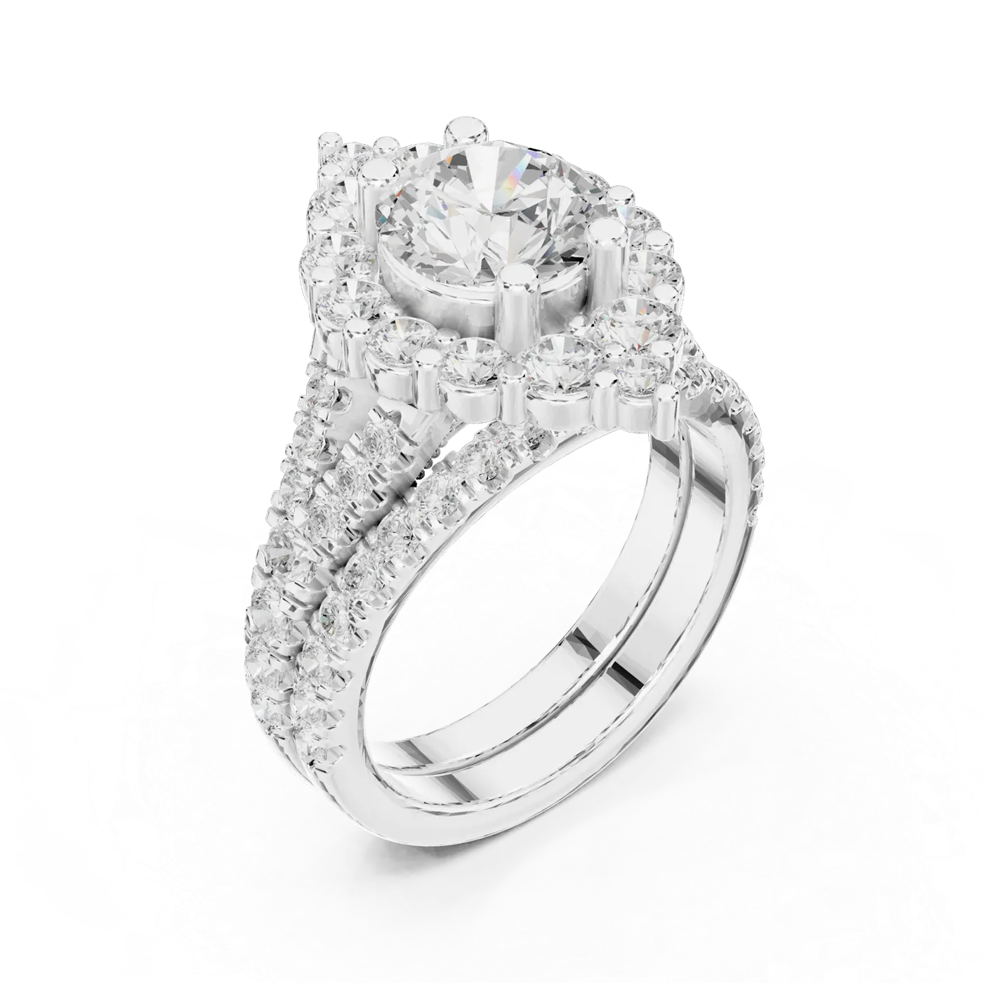 Bague de fiançailles Marguerite 1,58 ct n°2 en or blanc 18 carats, diamant rond, vue 2